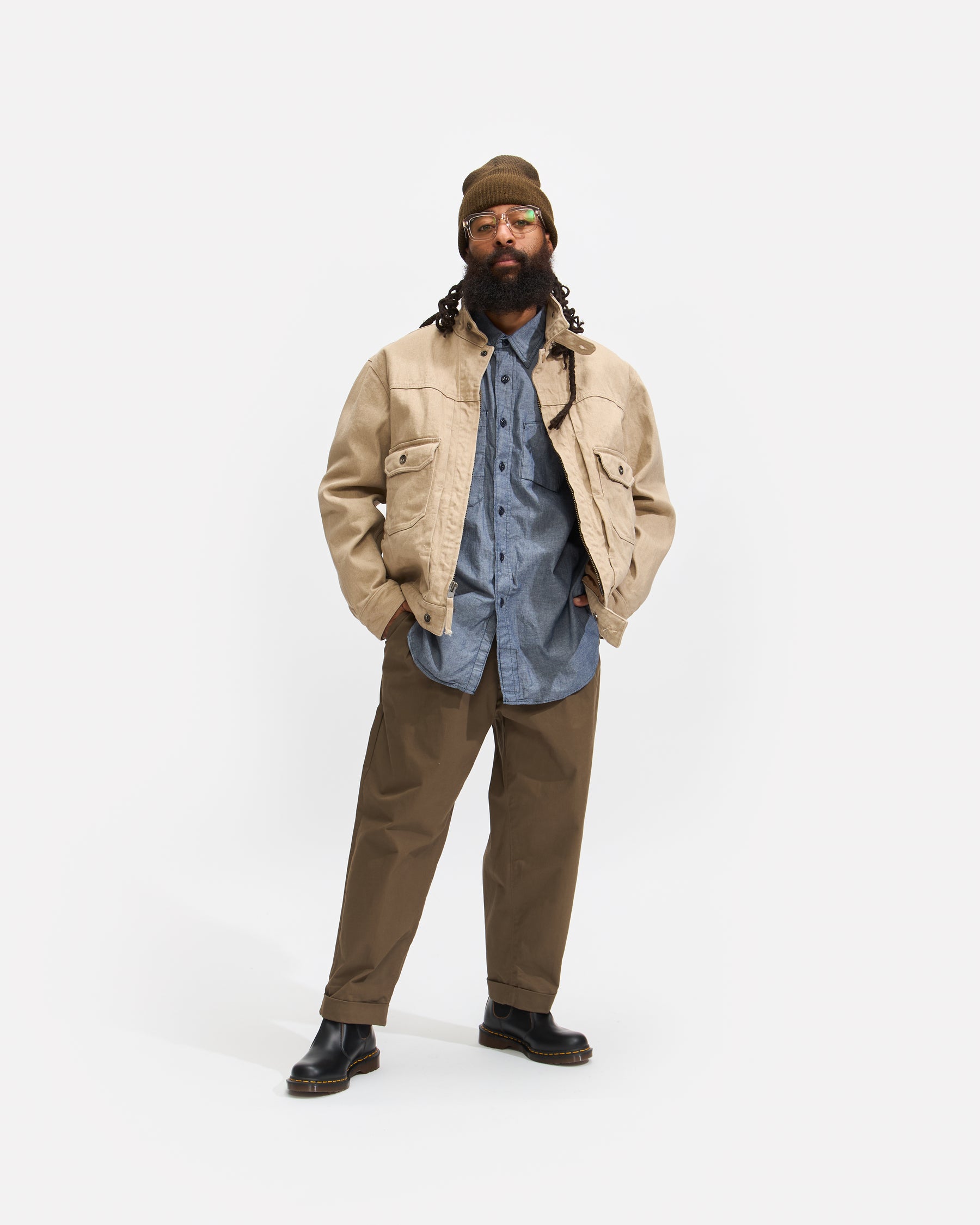 Engineered Garments Work Shirt in Indigo Cotton Chambray Homme Essentials