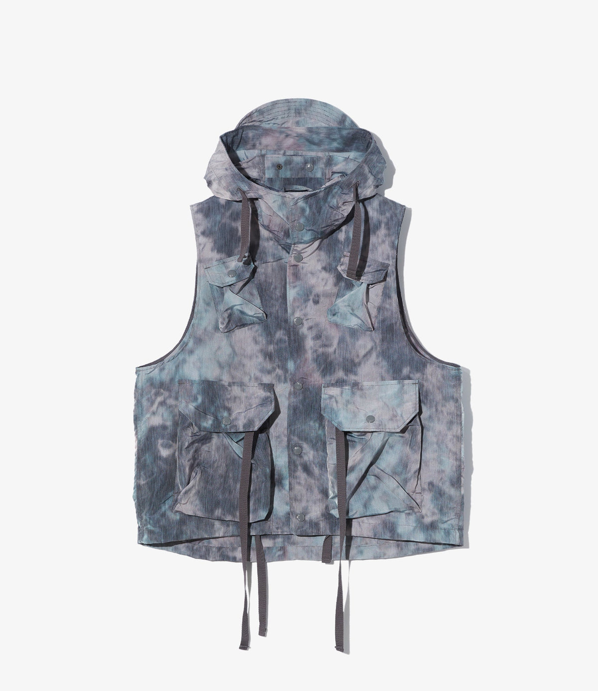 Field Vest in Charcoal Polyester Smoke Print
