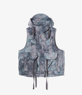 Field Vest in Charcoal Polyester Smoke Print