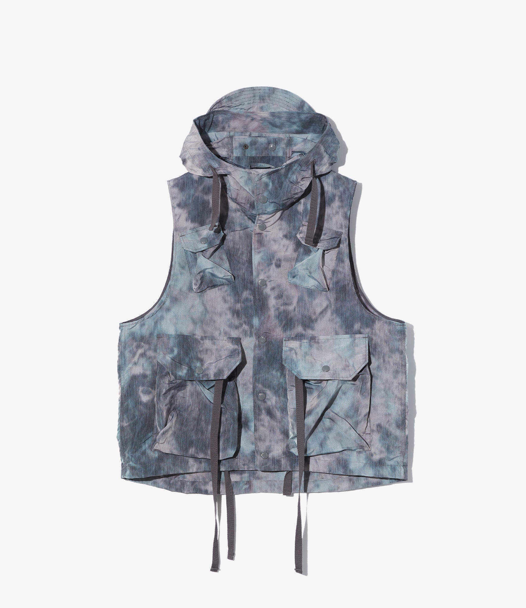 Field Vest in Charcoal Polyester Smoke Print