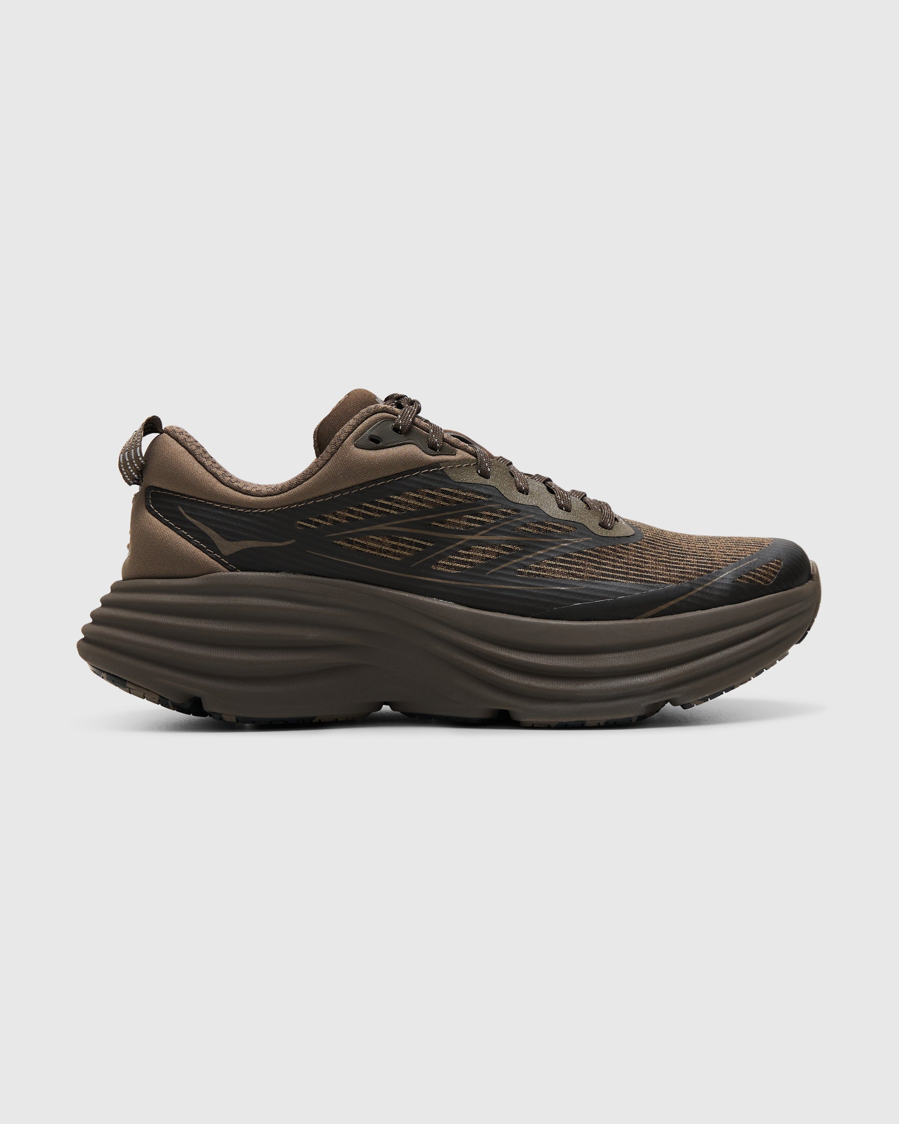 Hoka Unisex Stealth/Tech Bondi 8 in Umber/Deep Umber Homme Essentials