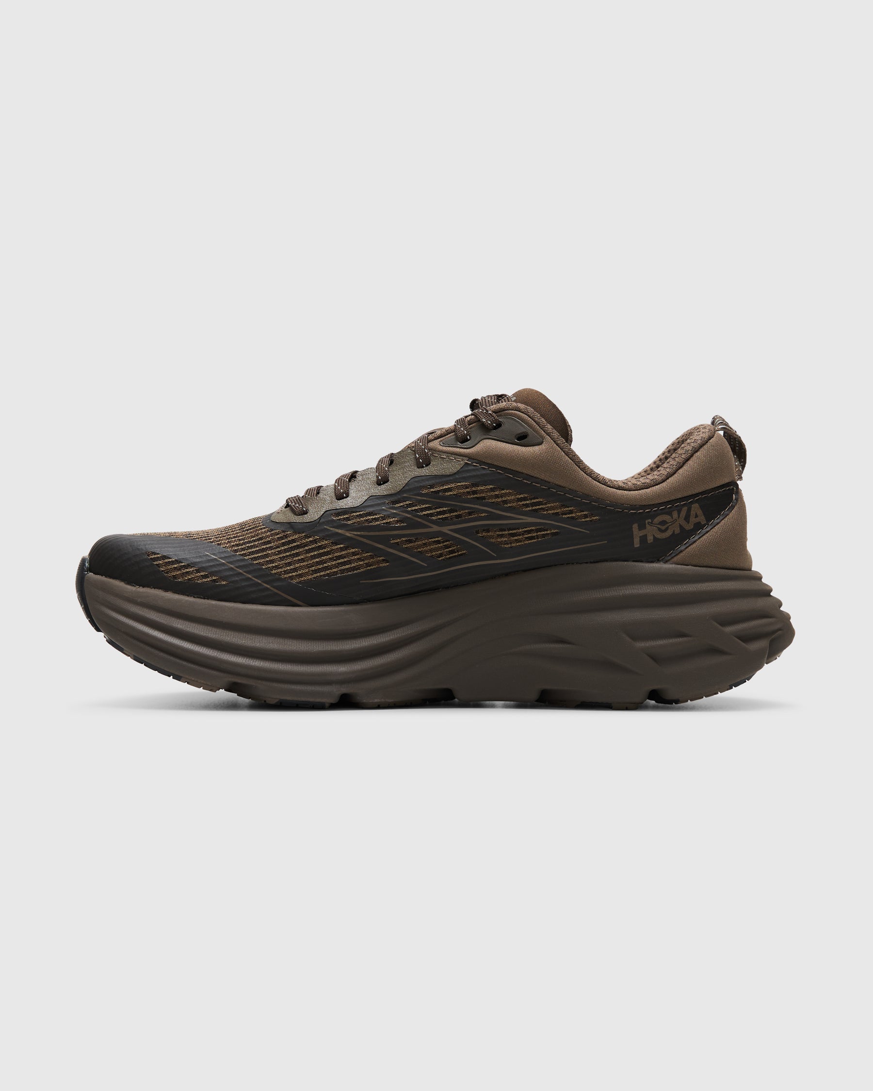 Hoka Unisex Stealth/Tech Bondi 8 in Umber/Deep Umber Homme Essentials