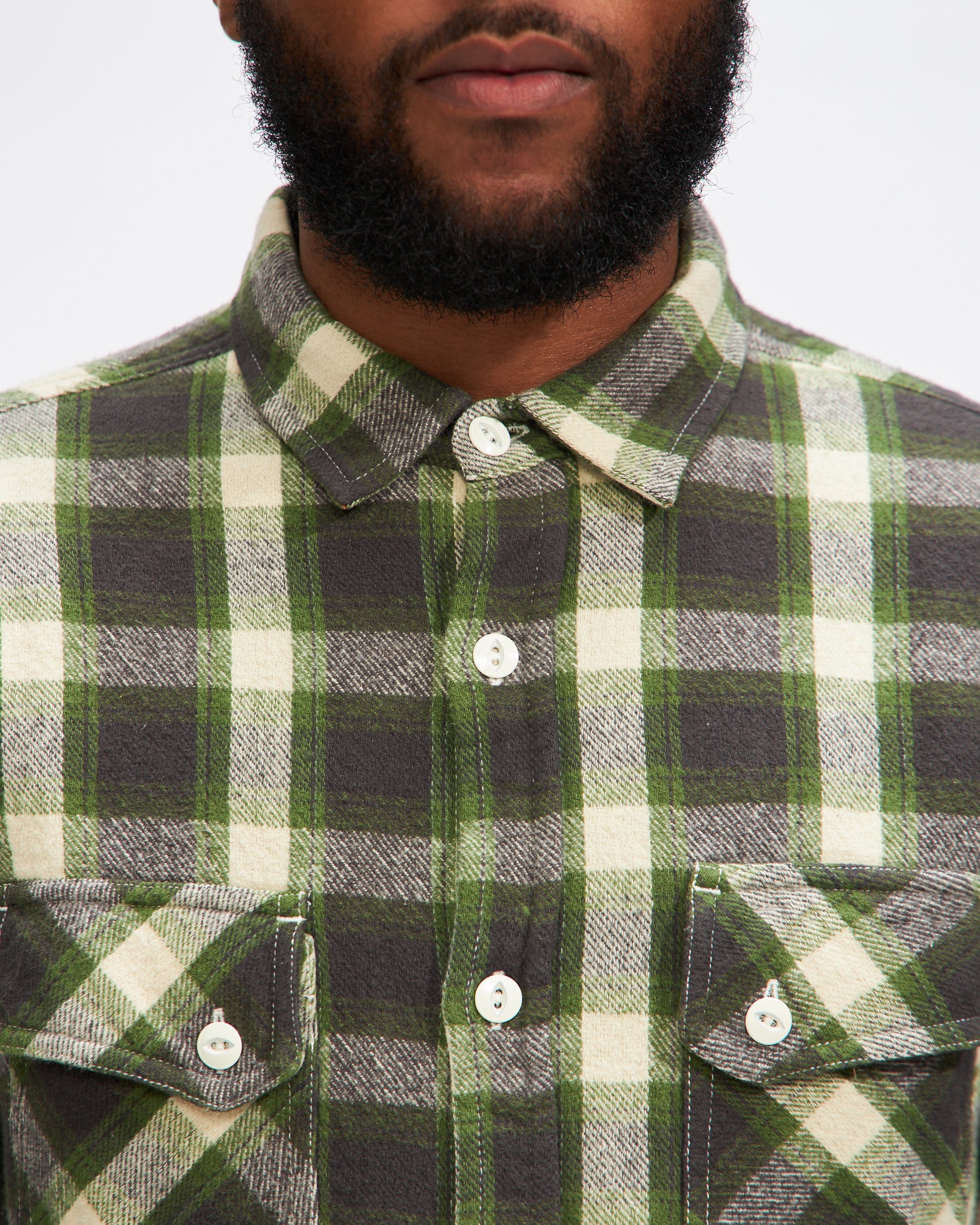 Crosscut Flannel in Emerald Shaggy Check