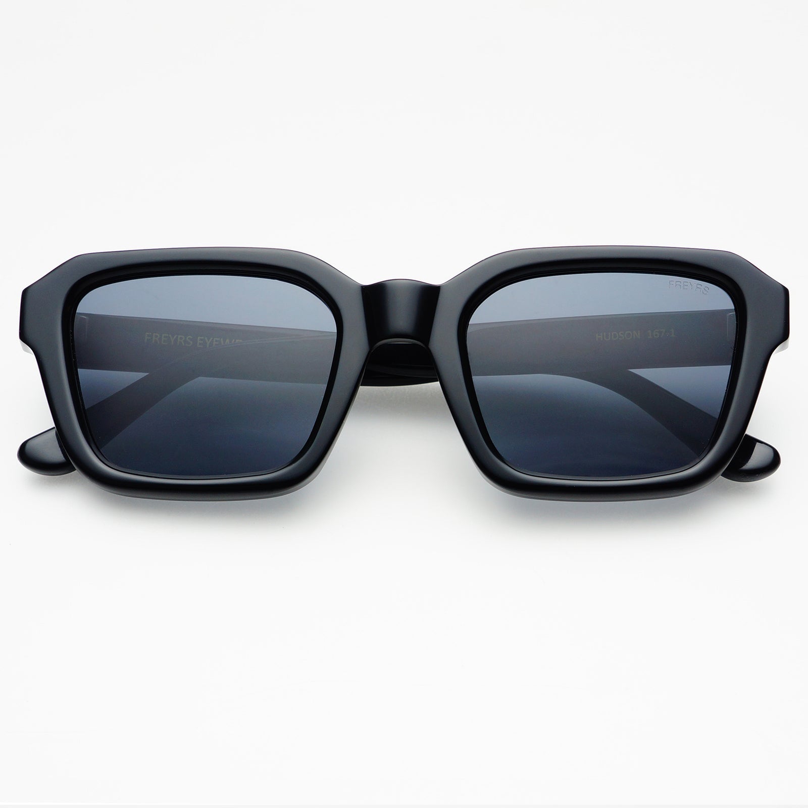 Hudson Unisex Acetate Rectangular Sunglasses in Black