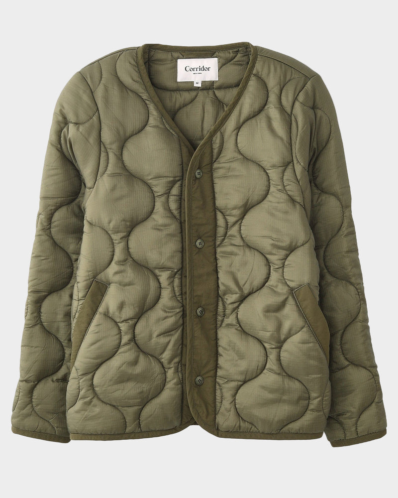 Corridor Quilted Liner Jacket in Army : Homme Essentials