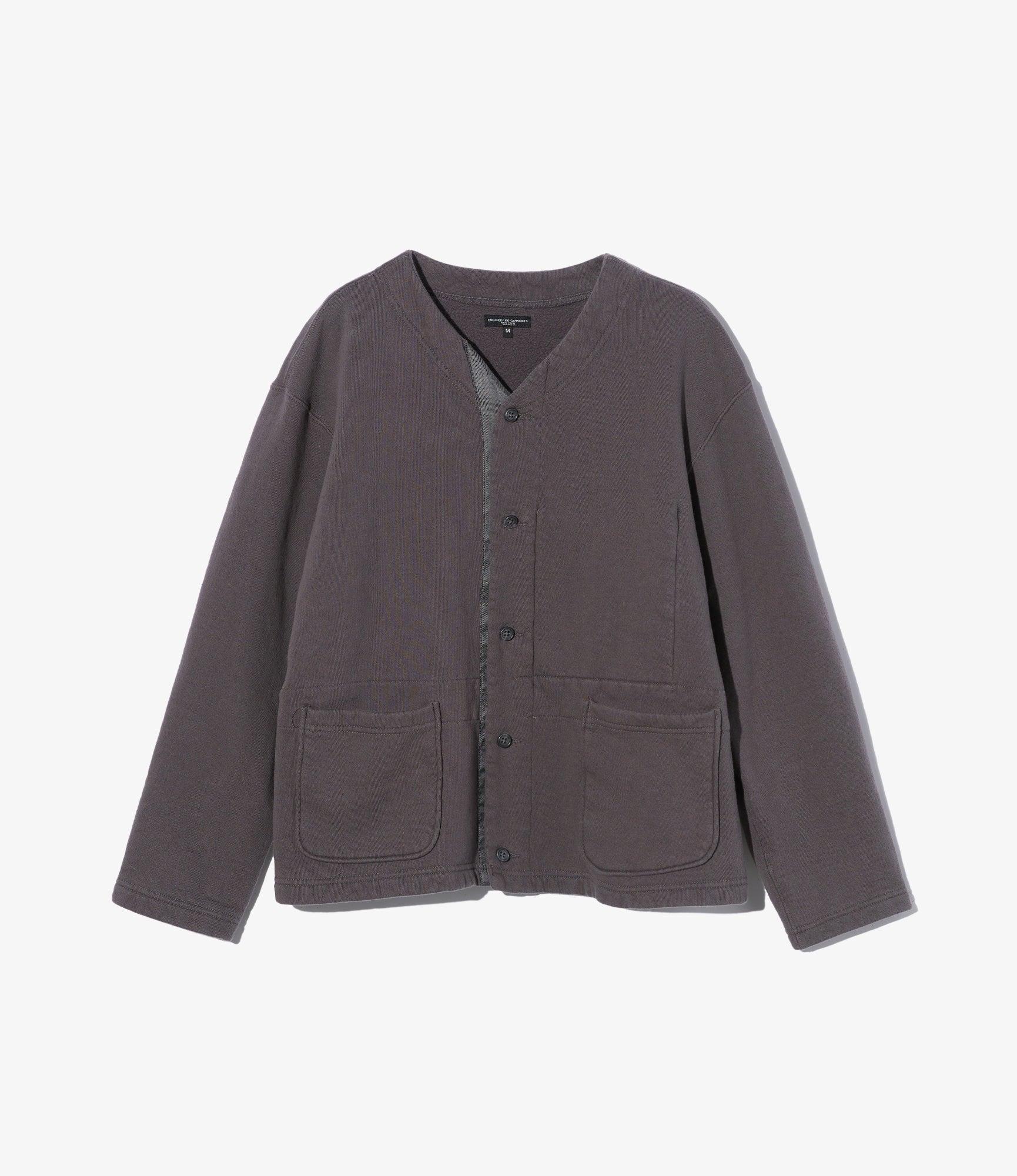 Engineered Garments Knit Cardigan in Graphite 12oz Cotton Fleece