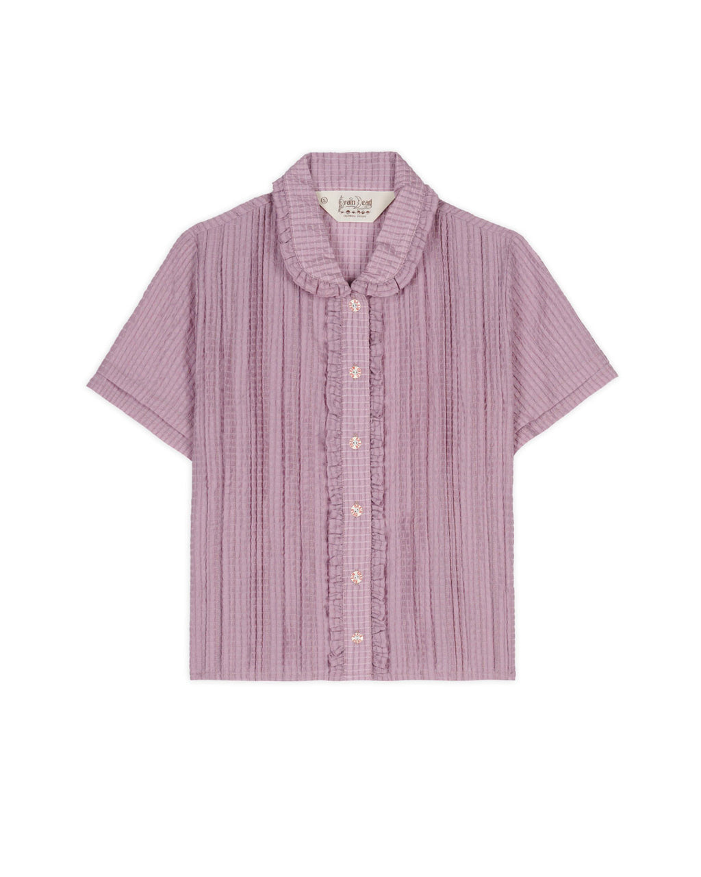 Mercado Seersucker Button Up Shirt in Lilac