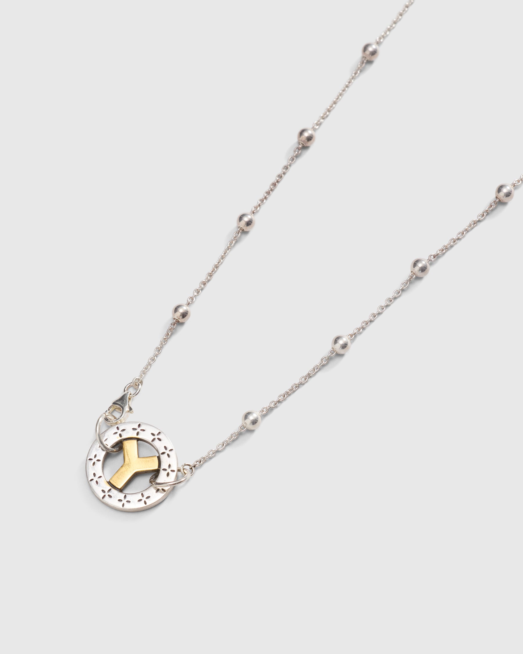 Bead Link Chain in Silver/14K