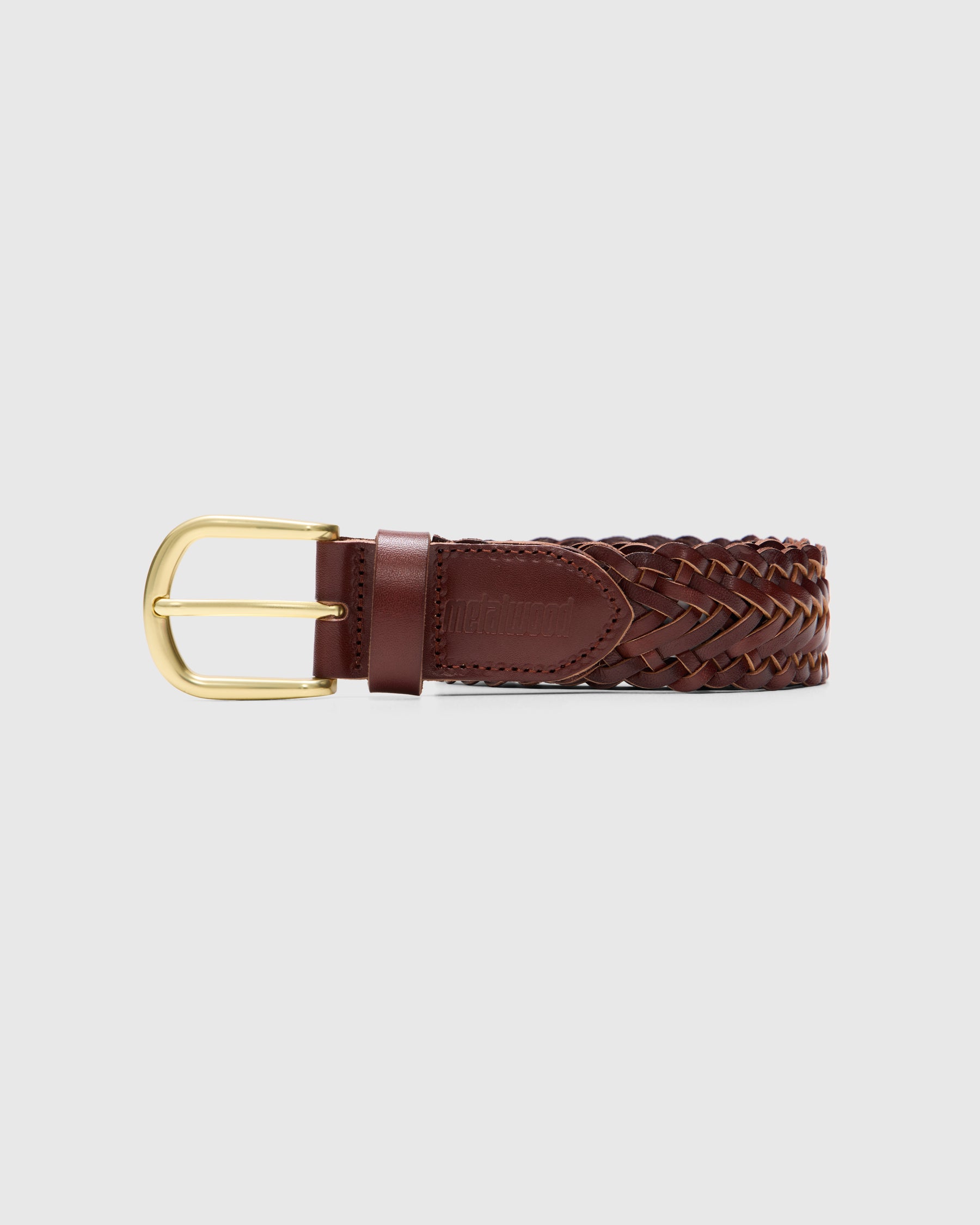 Metalwood Braided Leather Belt in Brown Homme Essentials