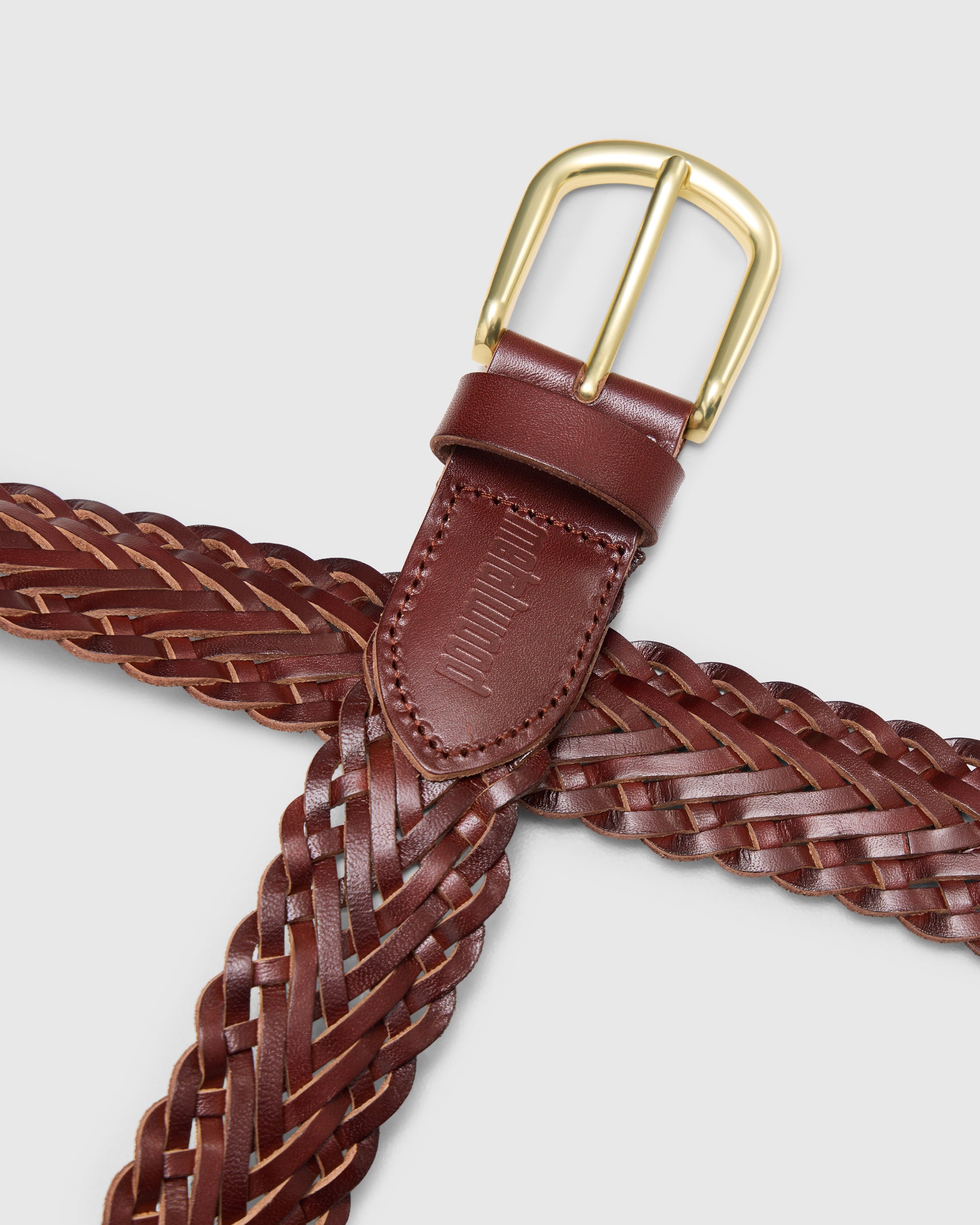 Metalwood Braided Leather Belt in Brown Homme Essentials