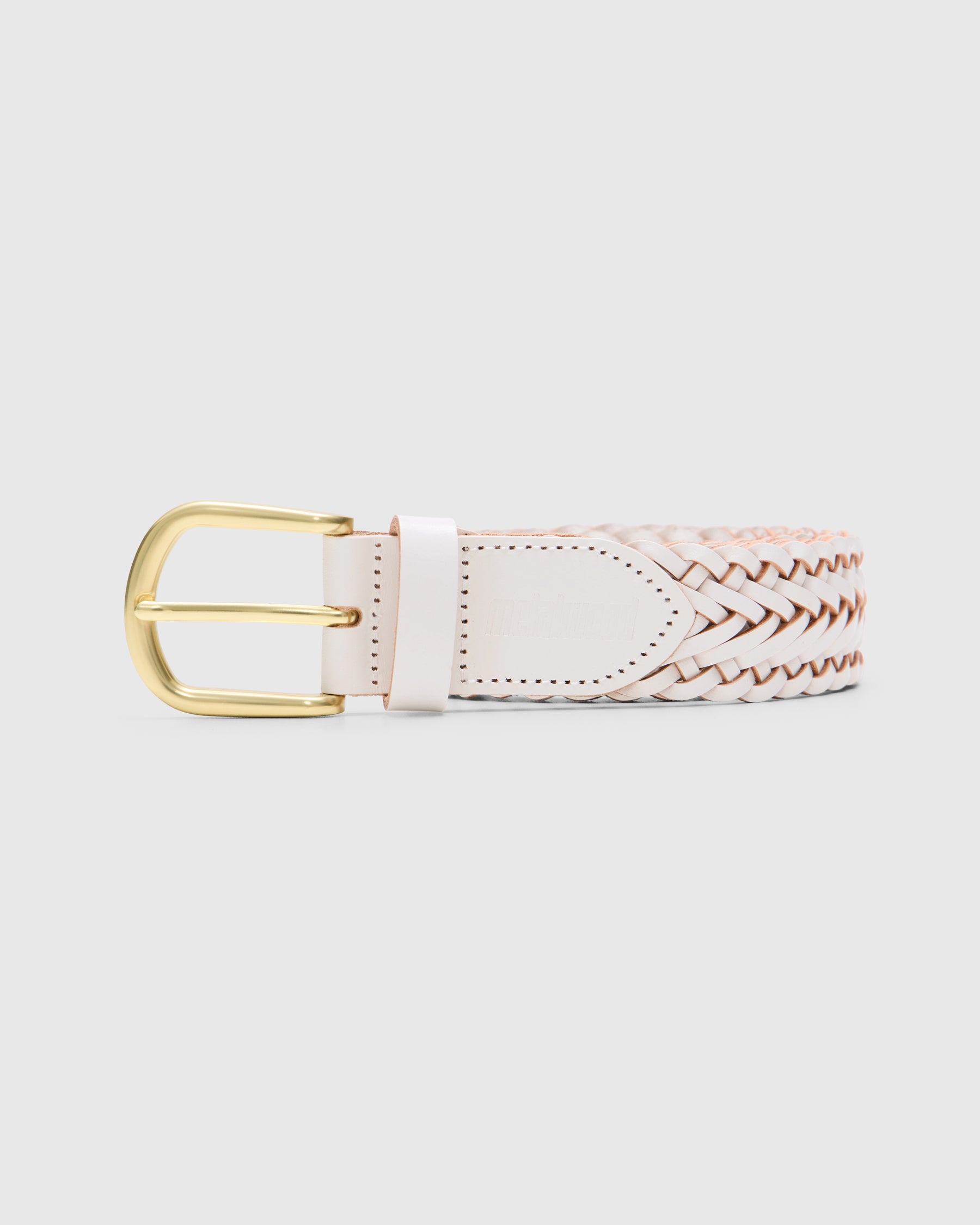 Metalwood Braided Leather Belt in White Homme Essentials
