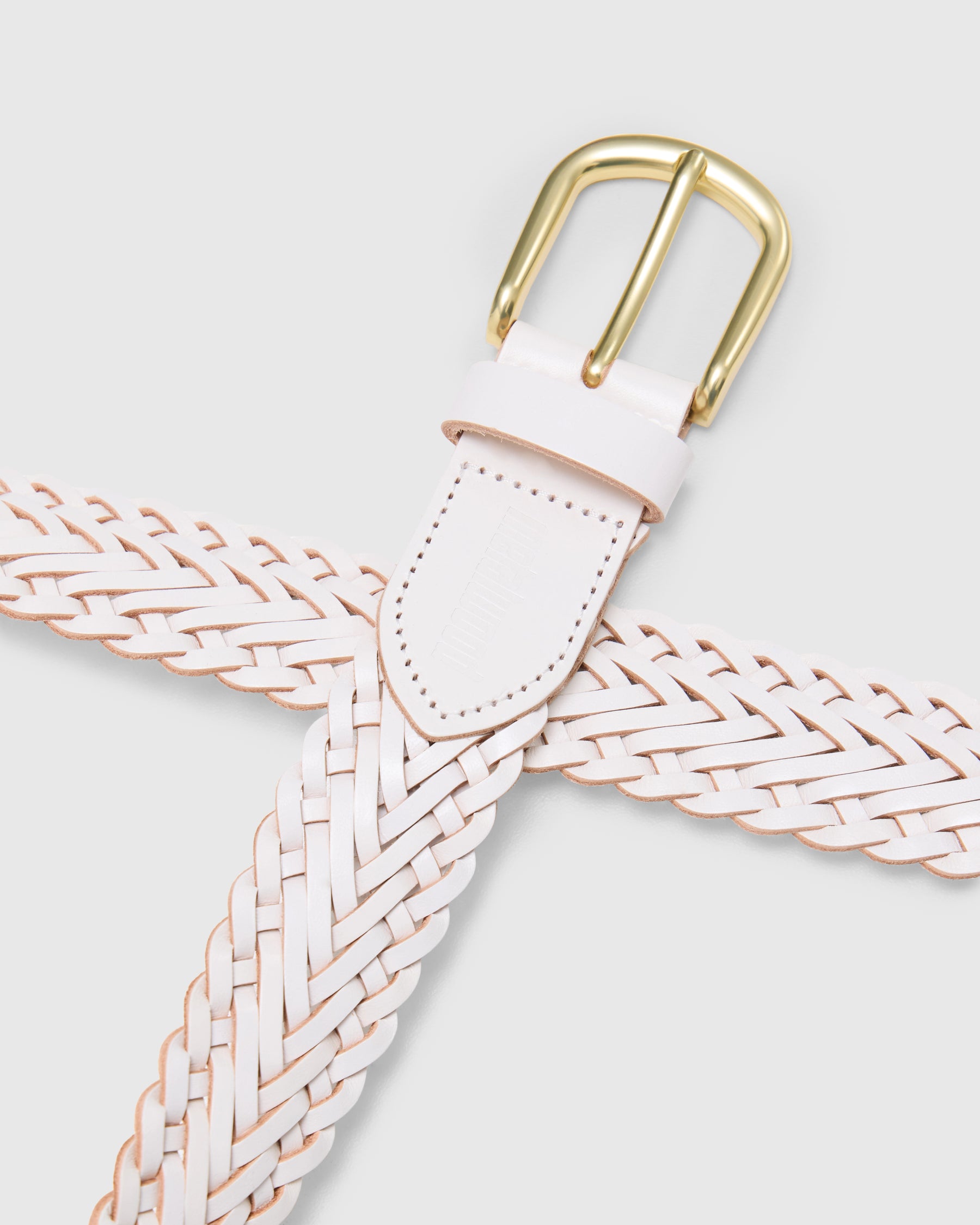 Metalwood Braided Leather Belt in White Homme Essentials