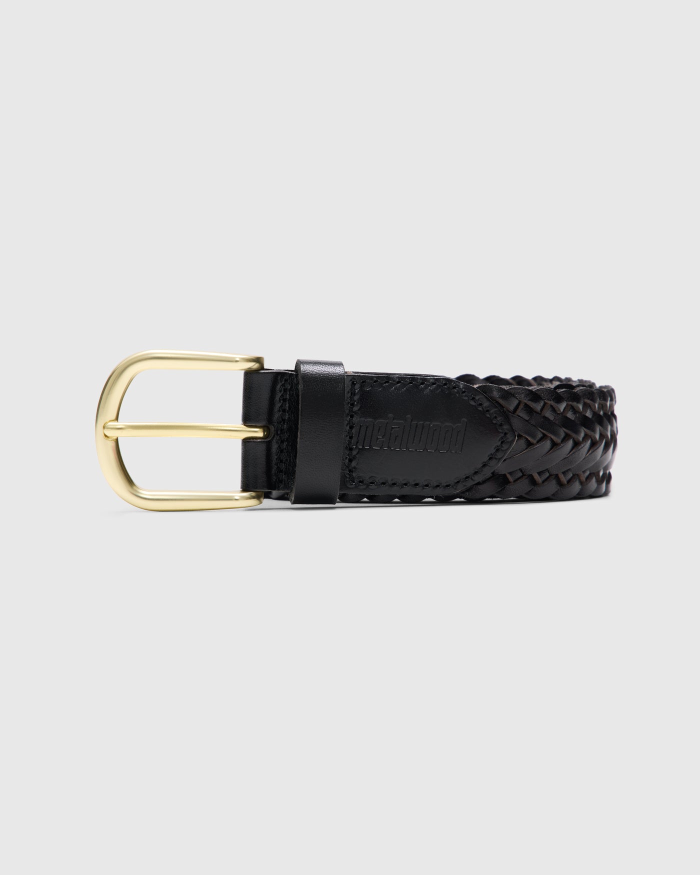 Metalwood Studio Braided Leather Belt in Black Homme Essentials