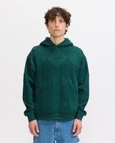 Metalwood Studio Diamond Terry Hooded Sweatshirt in Deep Forest Homme Essentials