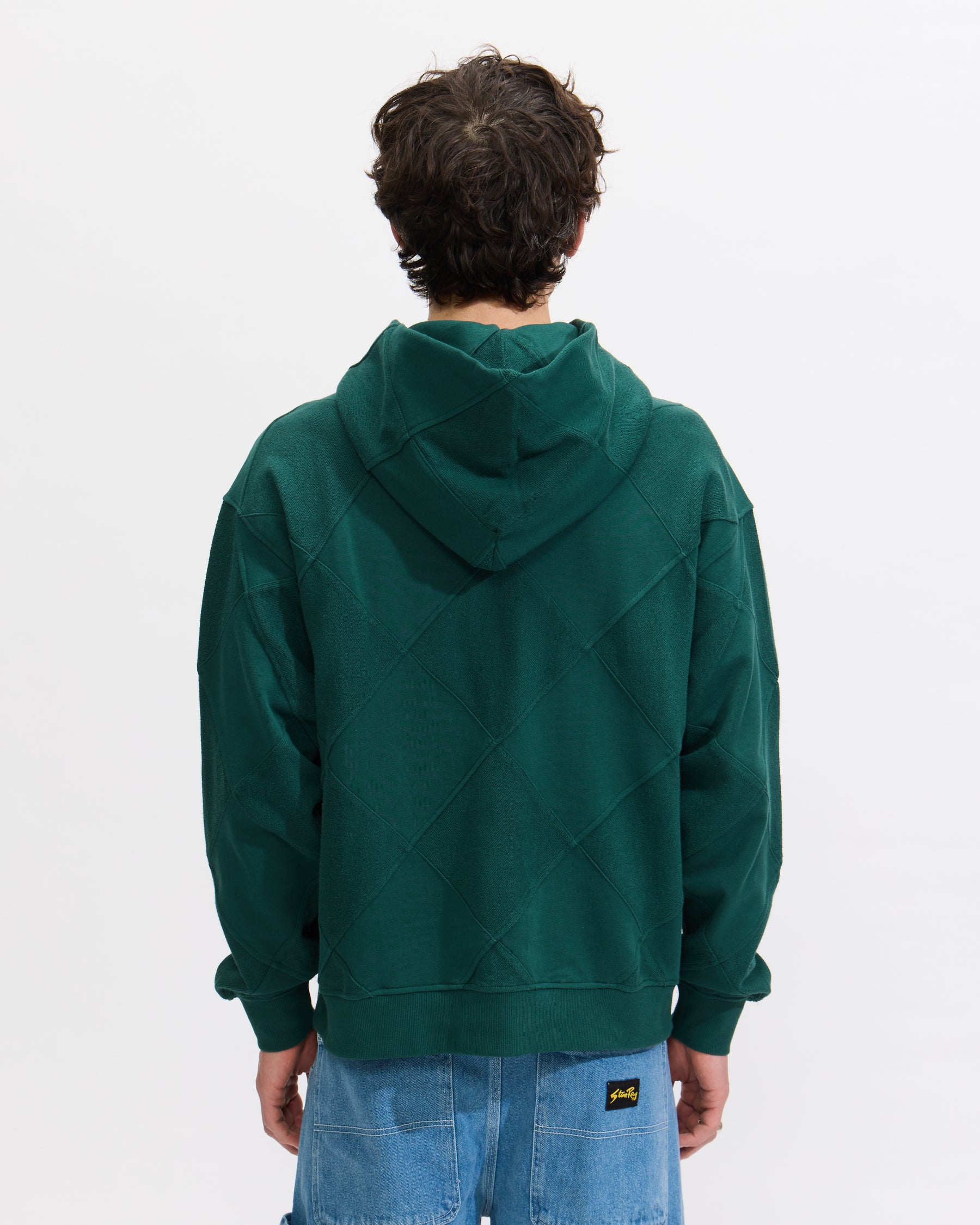Metalwood Studio Diamond Terry Hooded Sweatshirt in Deep Forest Homme Essentials