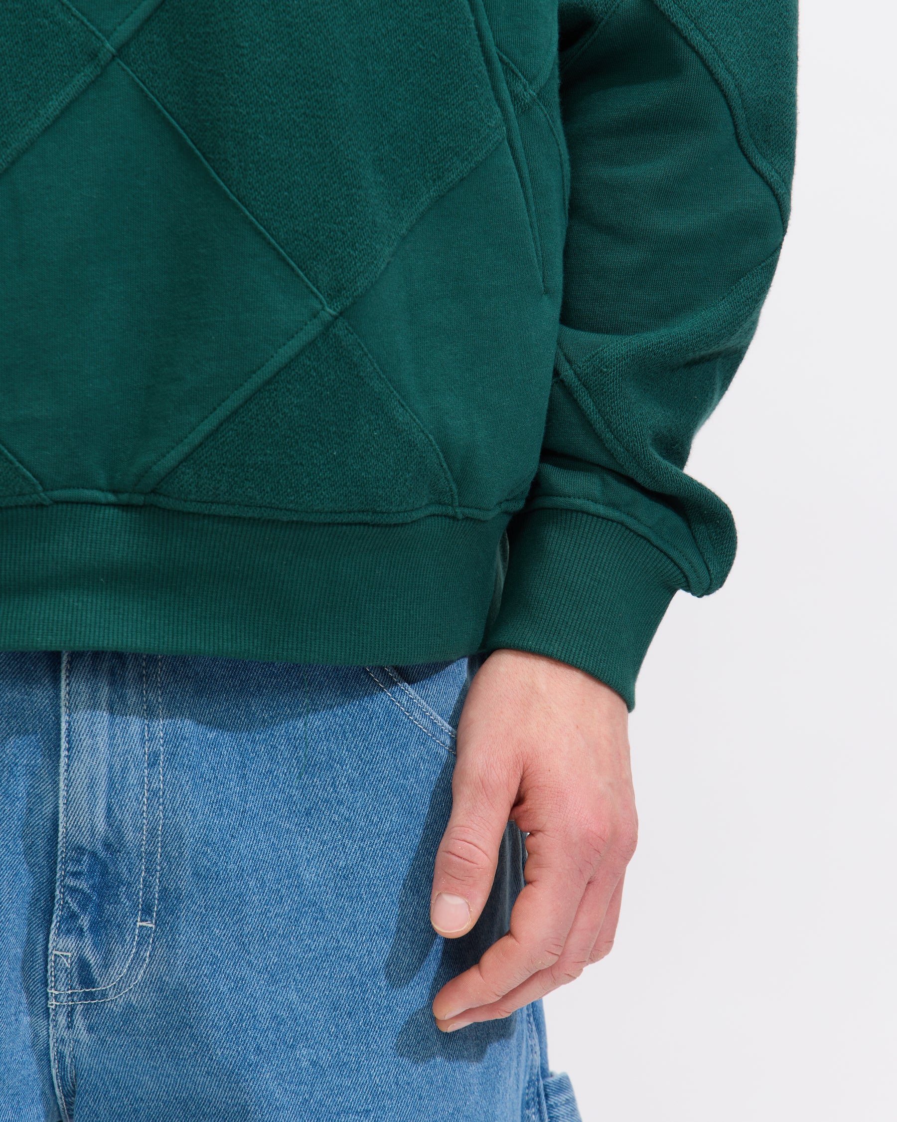 Metalwood Studio Diamond Terry Hooded Sweatshirt in Deep Forest Homme Essentials