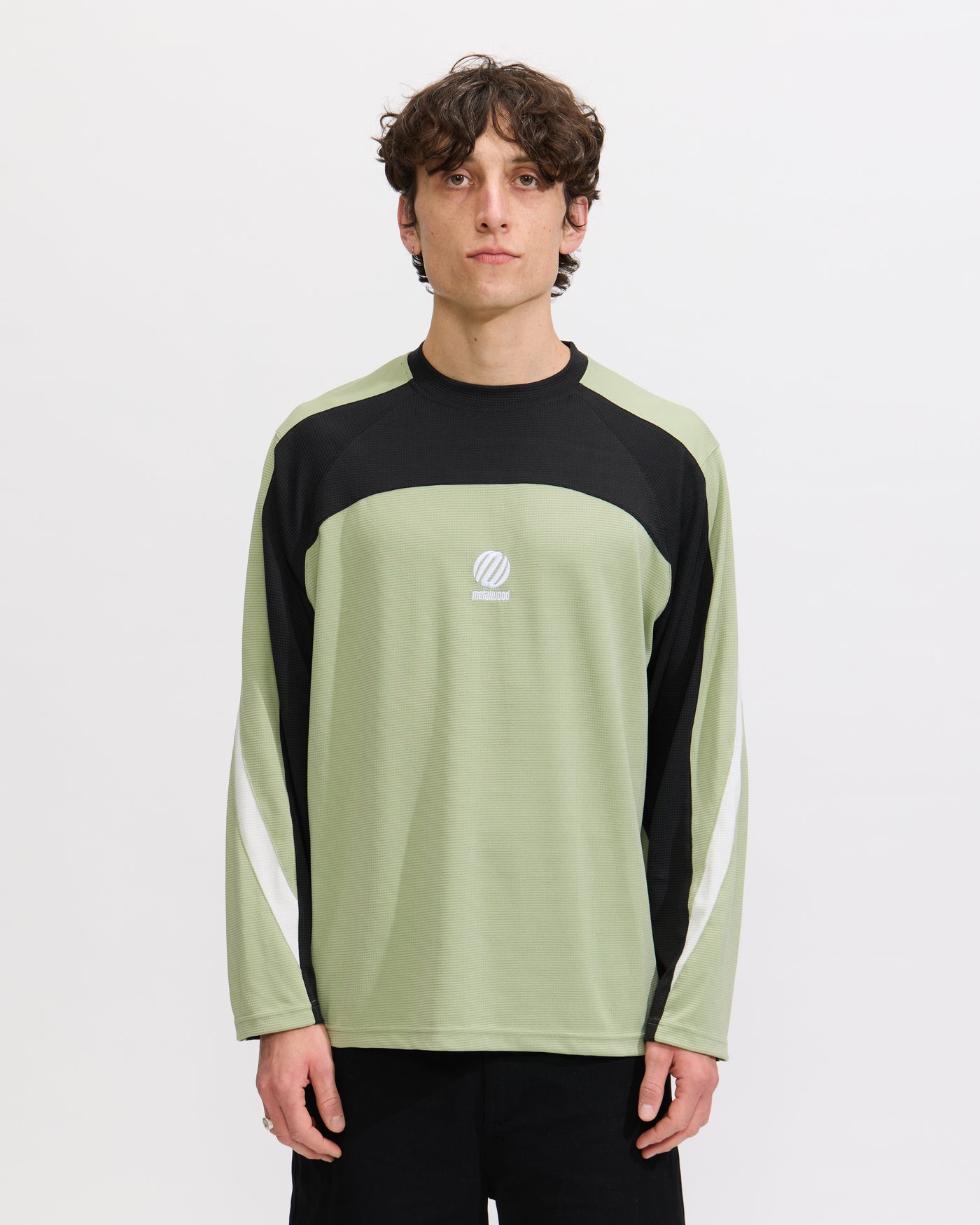 Metalwood Studio Paneled Poly Top in Mint Homme Essentials