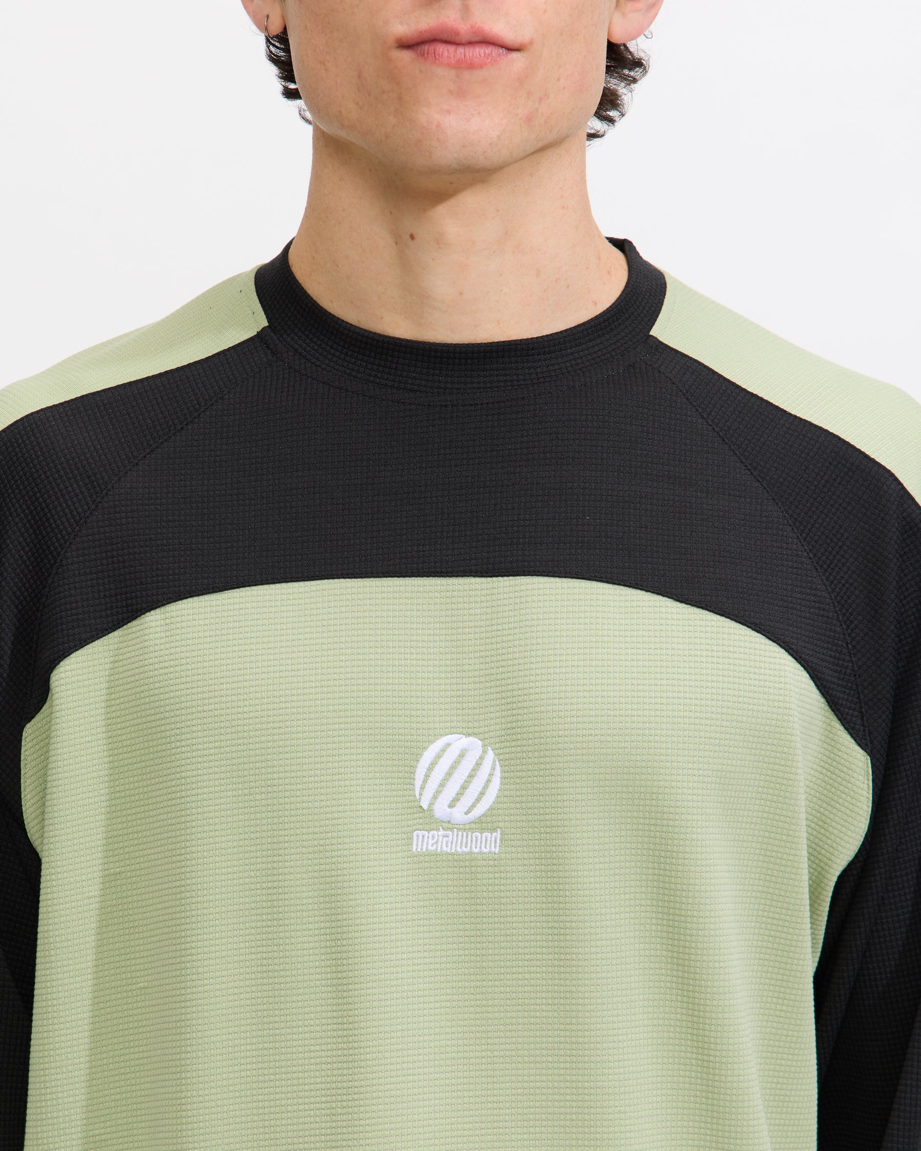 Metalwood Studio Paneled Poly Top in Mint Homme Essentials