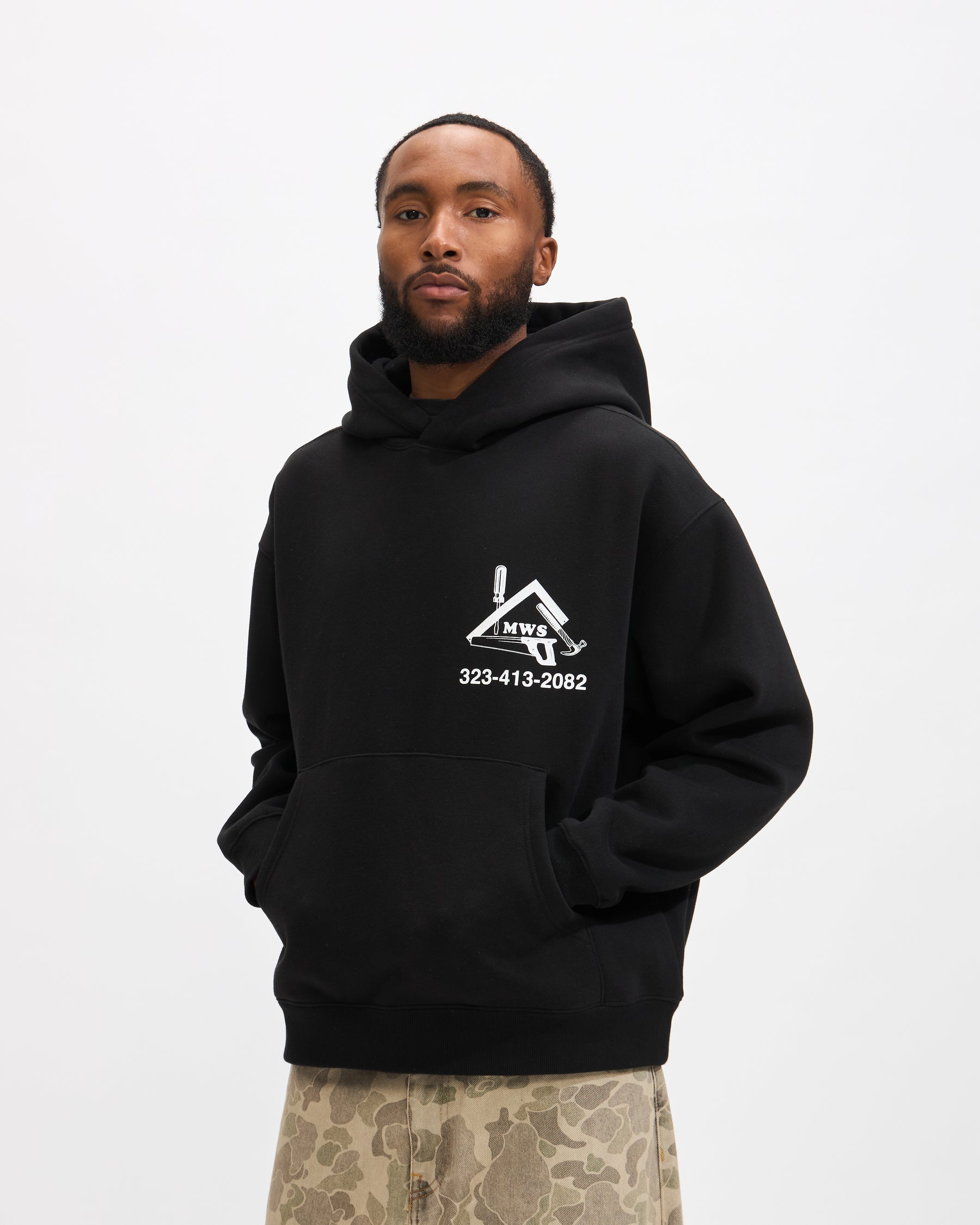 Metalwood Studio Workshop Hooded Sweatshirt in Black Homme Essentials
