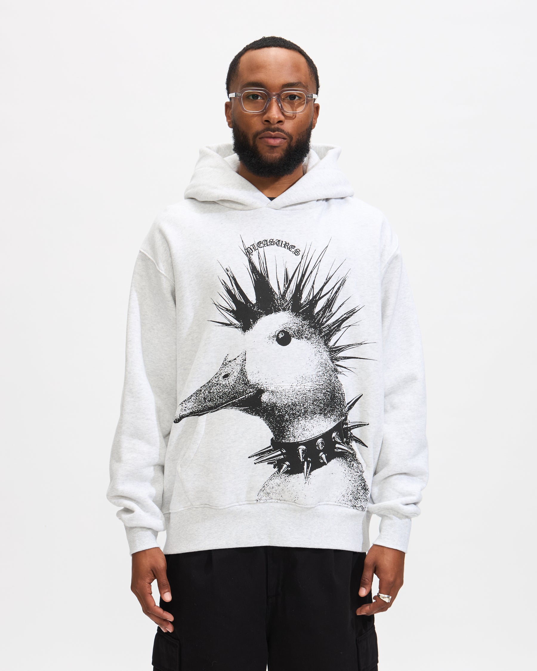Pleasures Punk Duck Hoodie in Grey Homme Essentials
