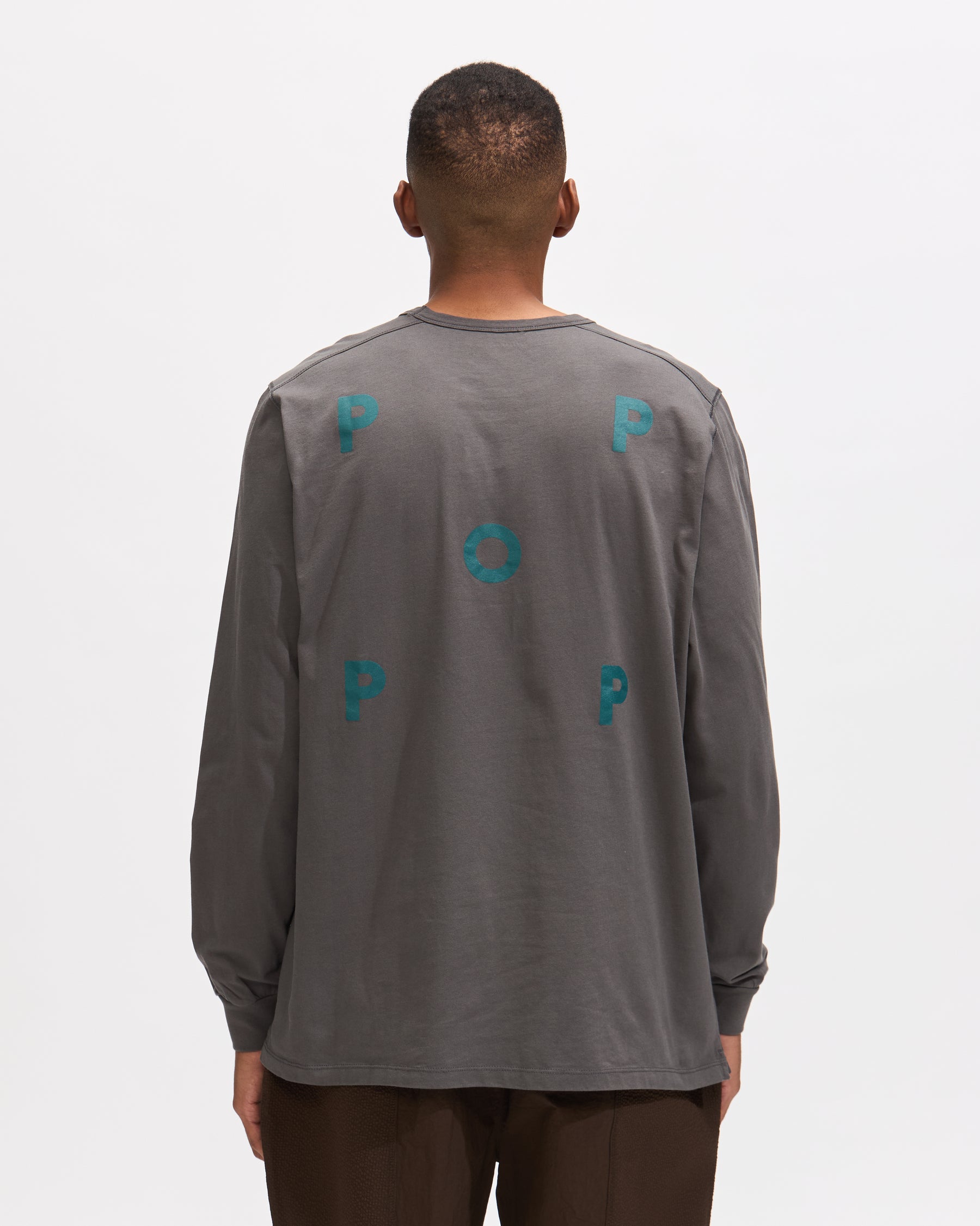 Pop Trading Company Logo Longsleeve T-Shirt in Charcoal Homme Essentials