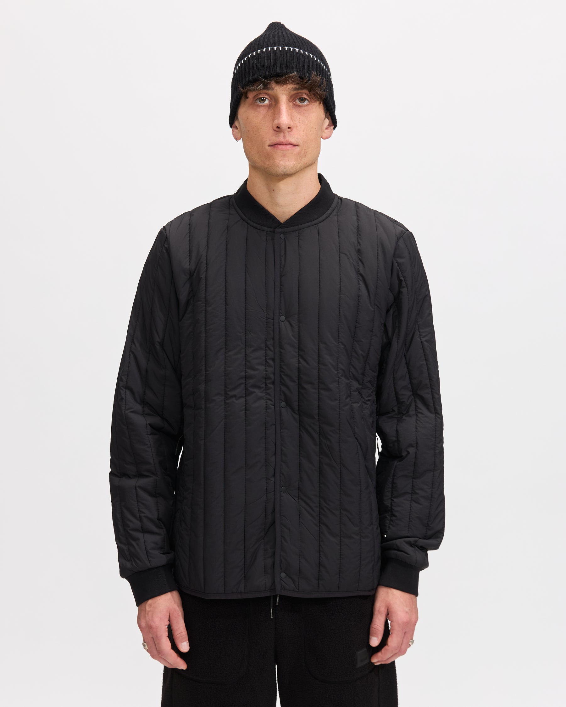 Rains Banja Liner Bomber Jacket in Black Homme Essentials