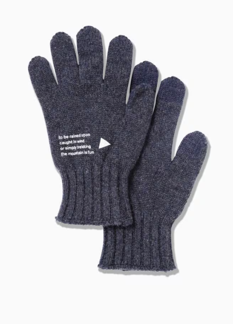 Wool Knit Gloves in Navy
