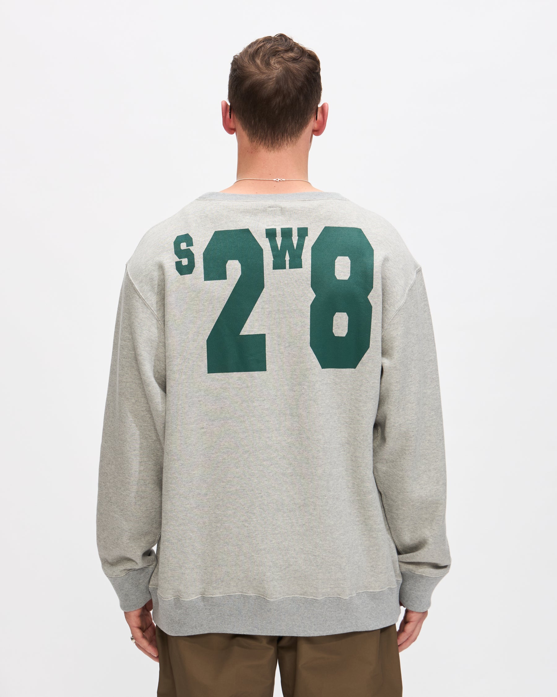 South2 West8 Crew Neck Sweat Shirt in H. Grey Cotton French Terry Homme Essentials