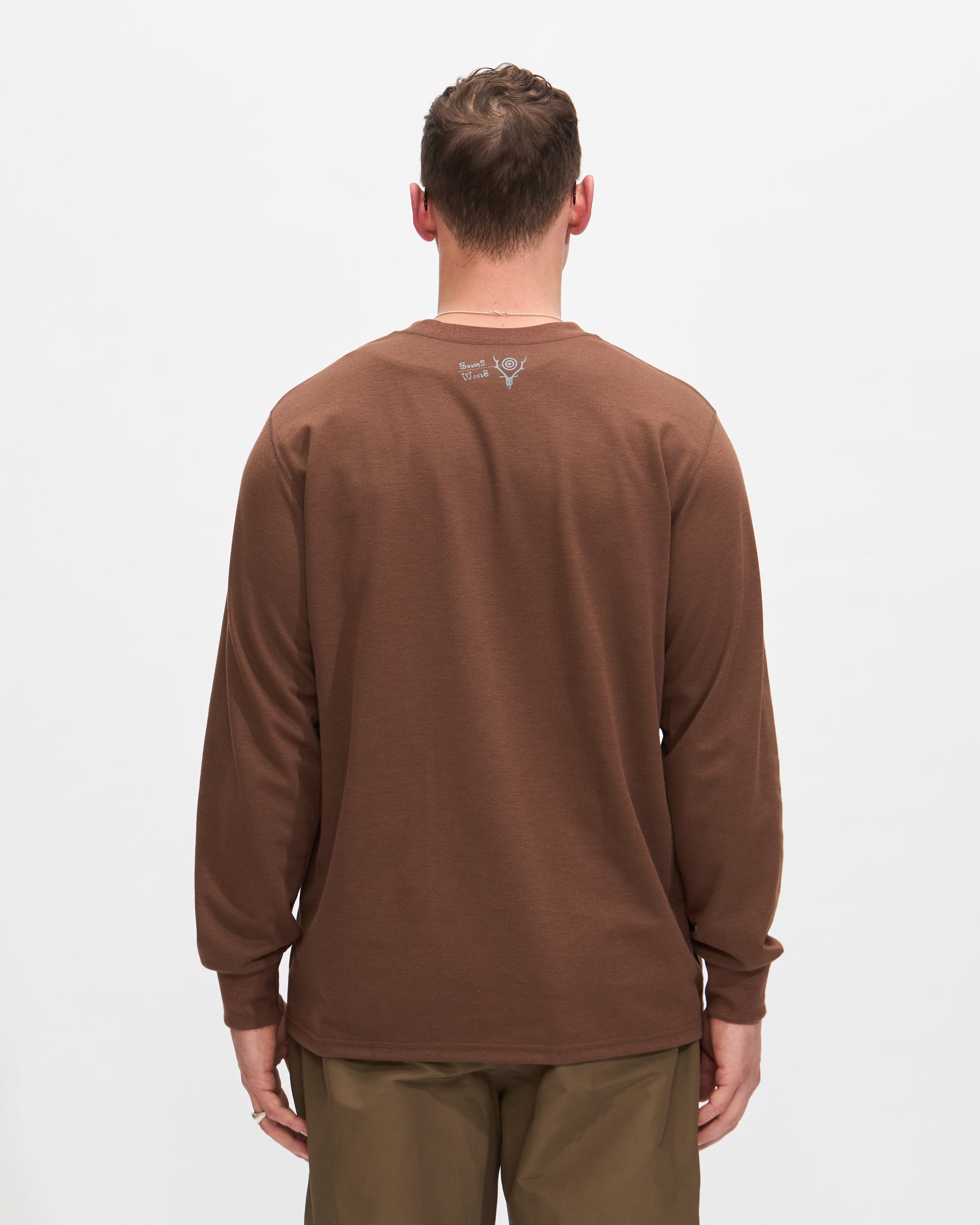 South2 West8 L/S Crew Neck Tee in Brown Skull & Target Homme Essentials