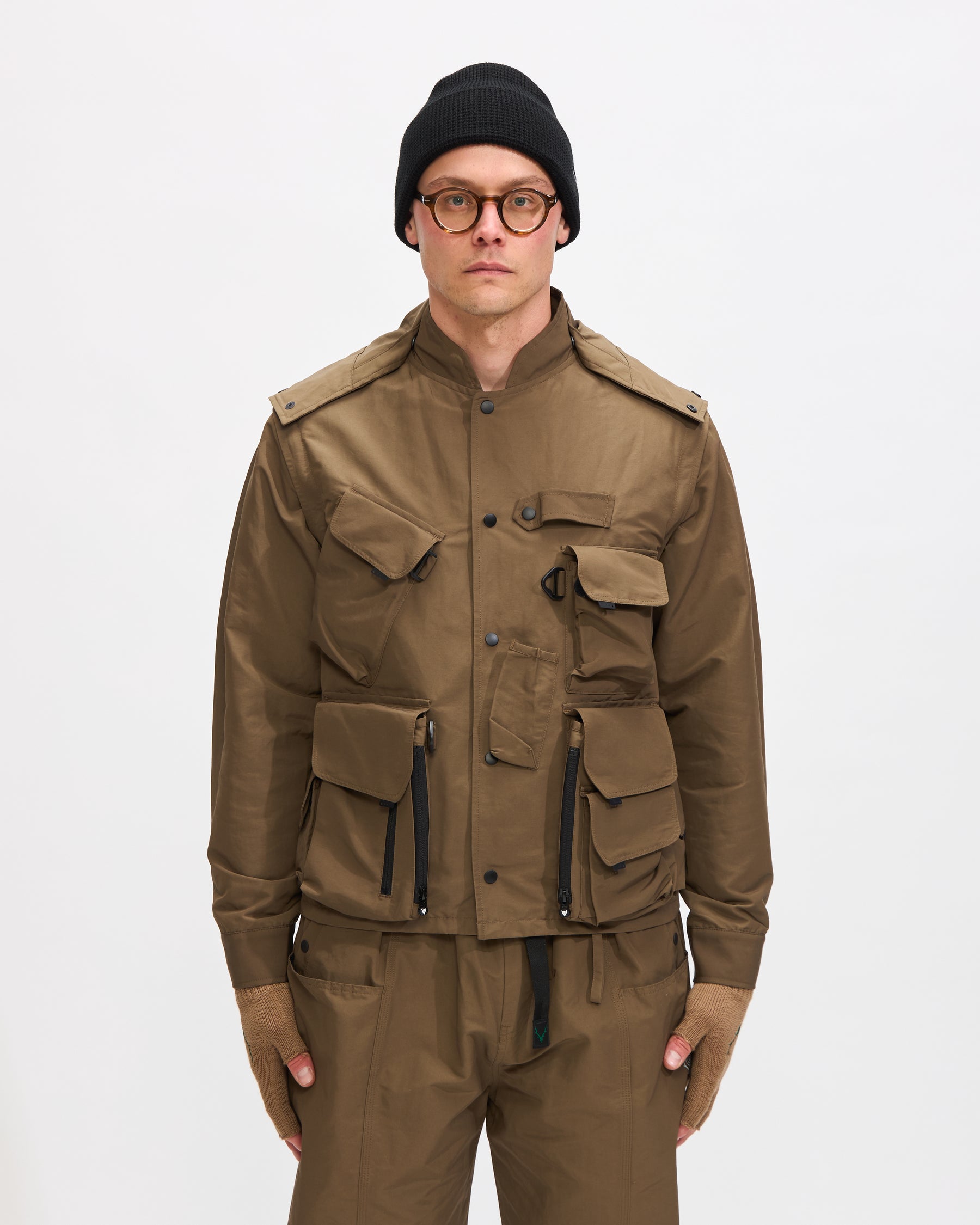 South2 West8 Tenkara Trout Parka in Olive C/N Grosgrain Homme Essentials