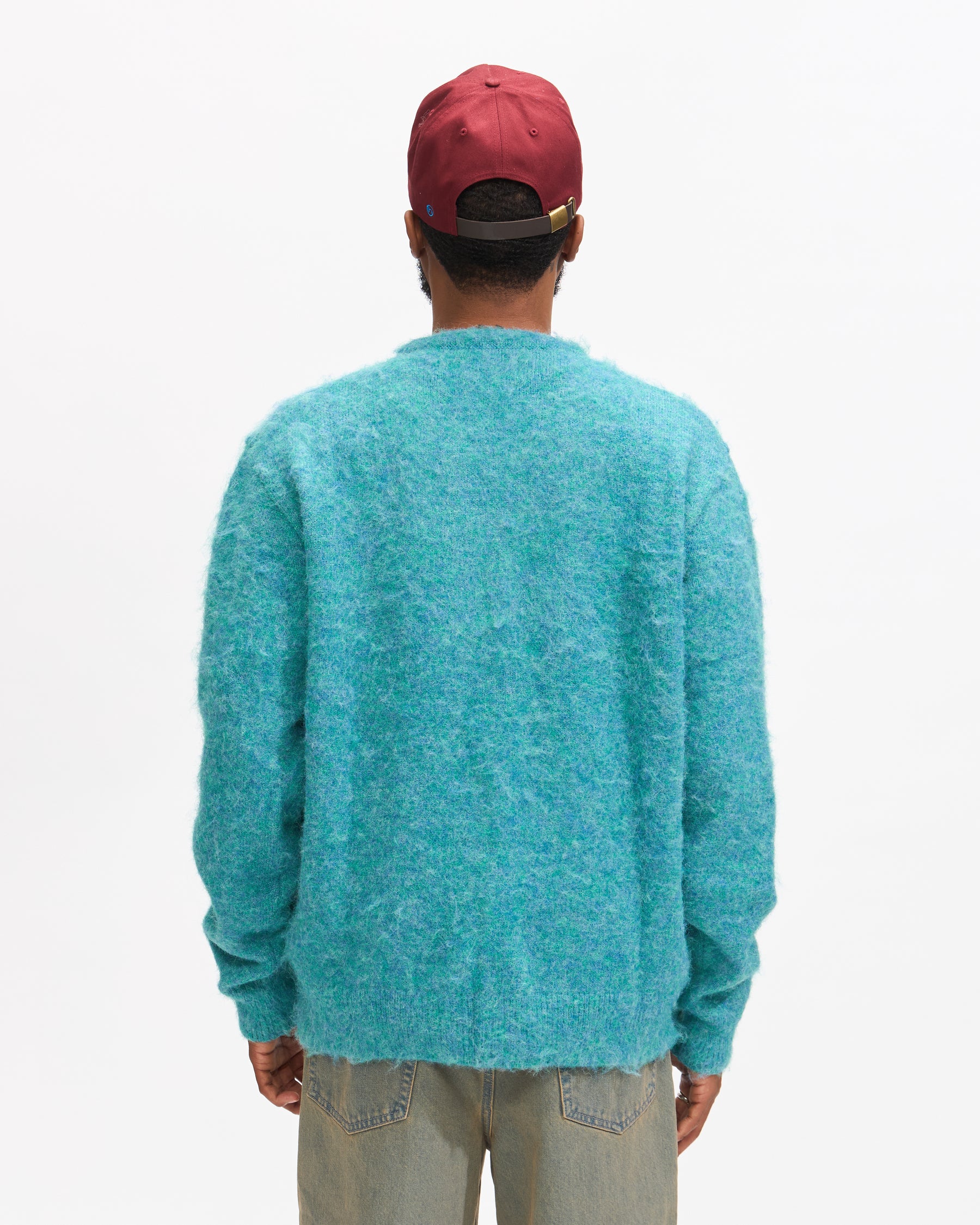 Thisisneverthat Hairy Knit Cardigan in Green Homme Essentials