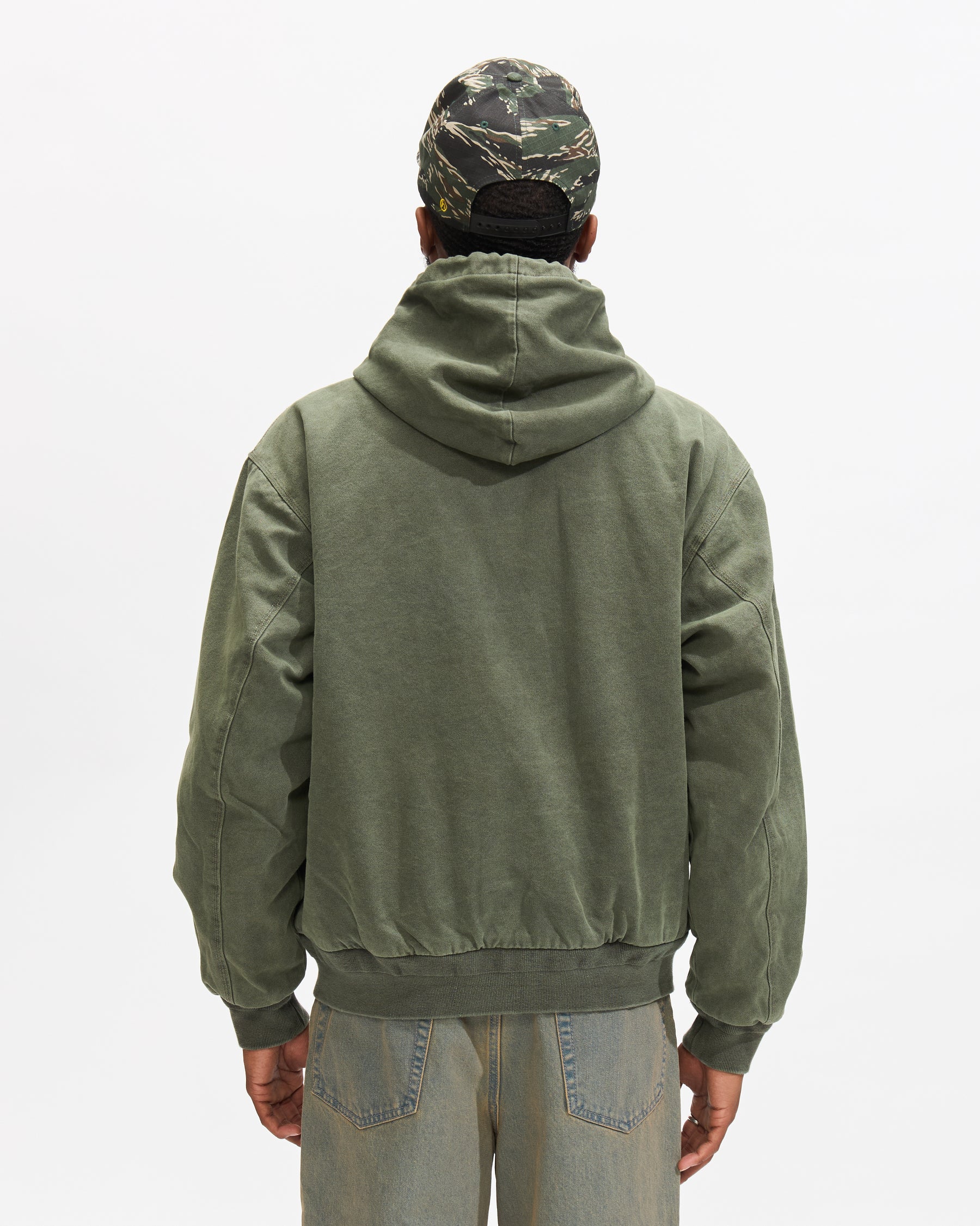 Thisisneverthat Overdyed Hooded Jacket in Olive Homme Essentials