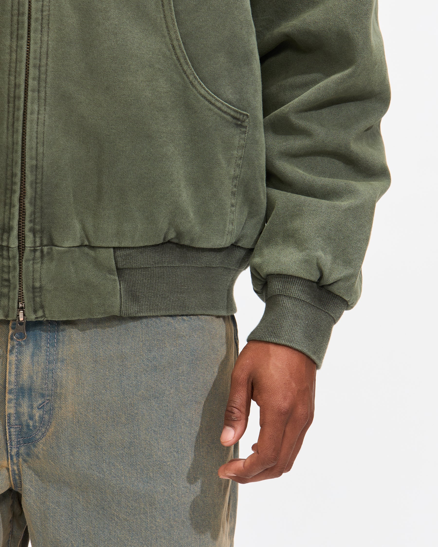 Thisisneverthat Overdyed Hooded Jacket in Olive Homme Essentials