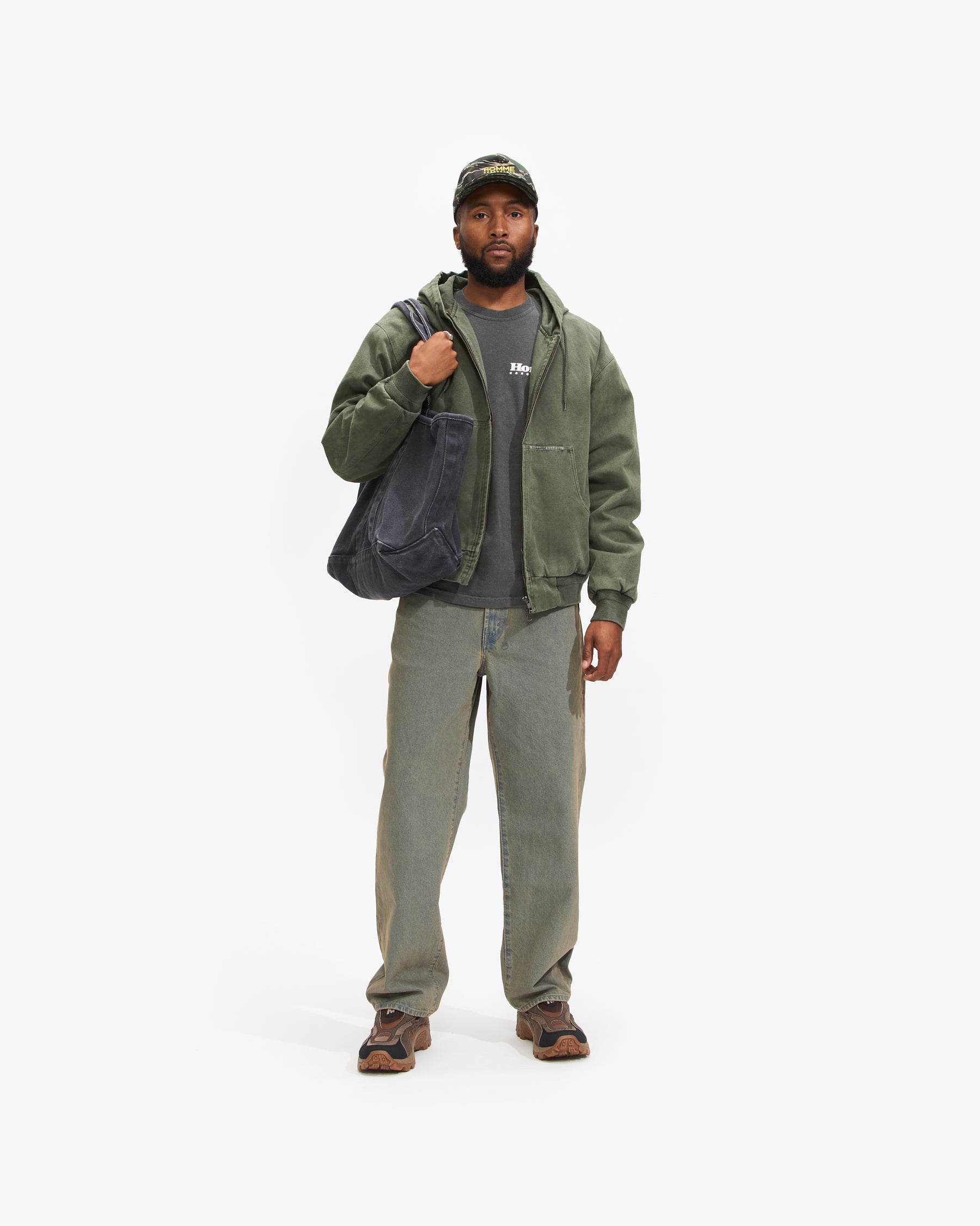 Thisisneverthat Overdyed Hooded Jacket in Olive Homme Essentials