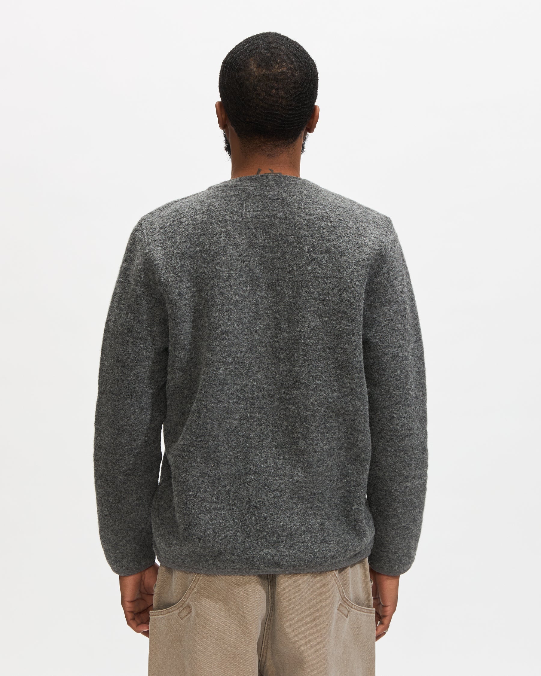Universal Works Cardigan in Grey Marl Wool Fleece Homme Essentials