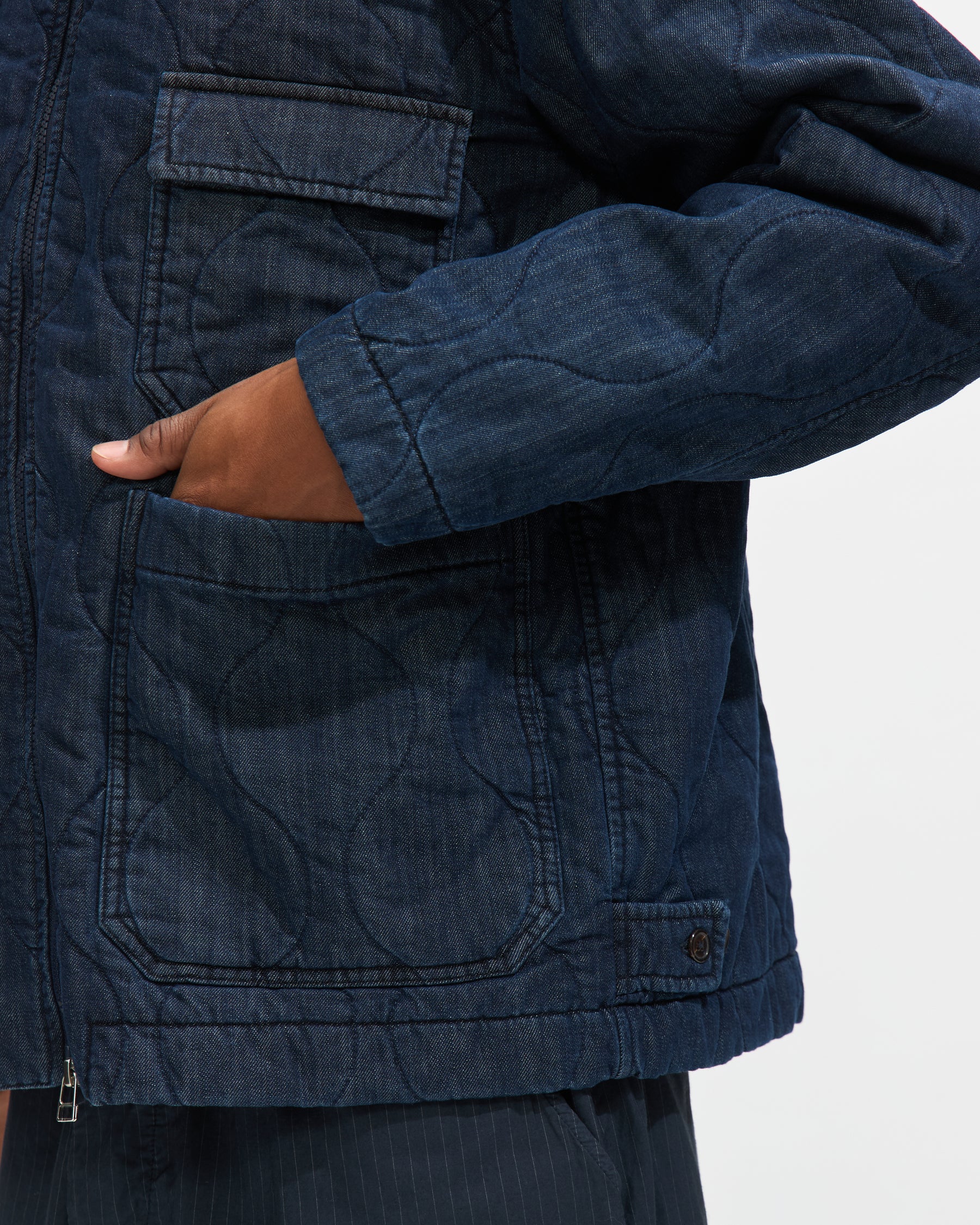 Universal Works Gower Jacket in Indigo Quilt Denim Homme Essentials