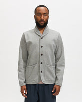 Universal Works Lancaster Jacket in Grey Marl Recycled Cotton Blend Jersey Homme Essentials