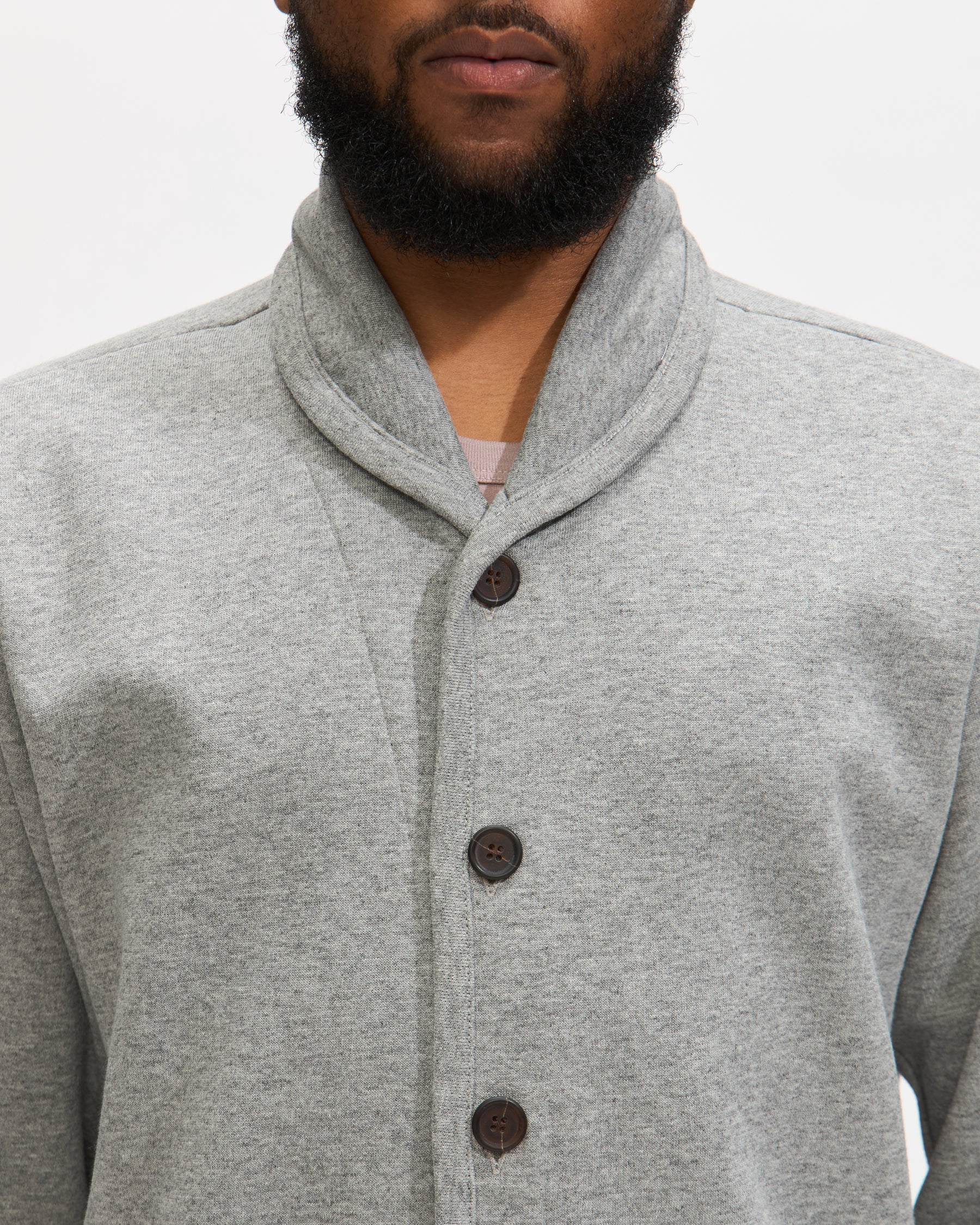 Universal Works Lancaster Jacket in Grey Marl Recycled Cotton Blend Jersey Homme Essentials