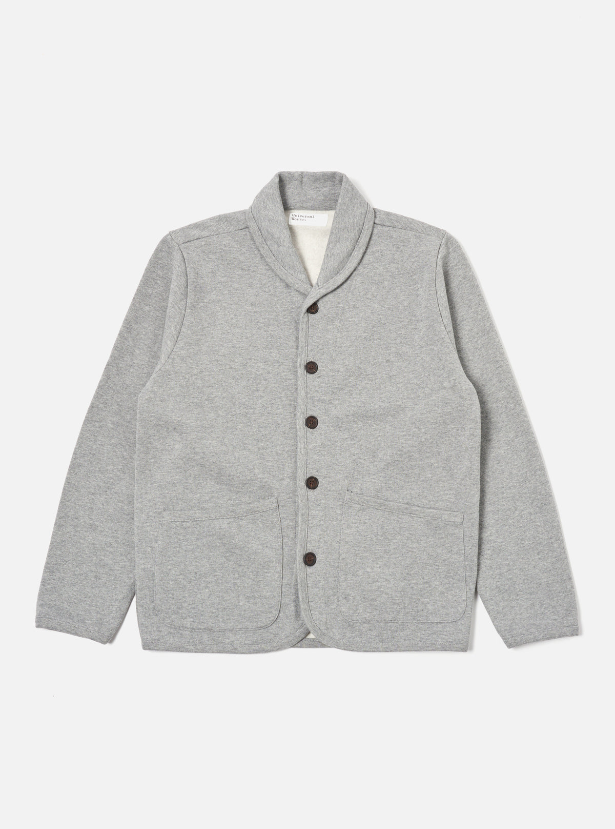 Universal Works Lancaster Jacket in Grey Marl Recycled Cotton Blend Jersey Homme Essentials
