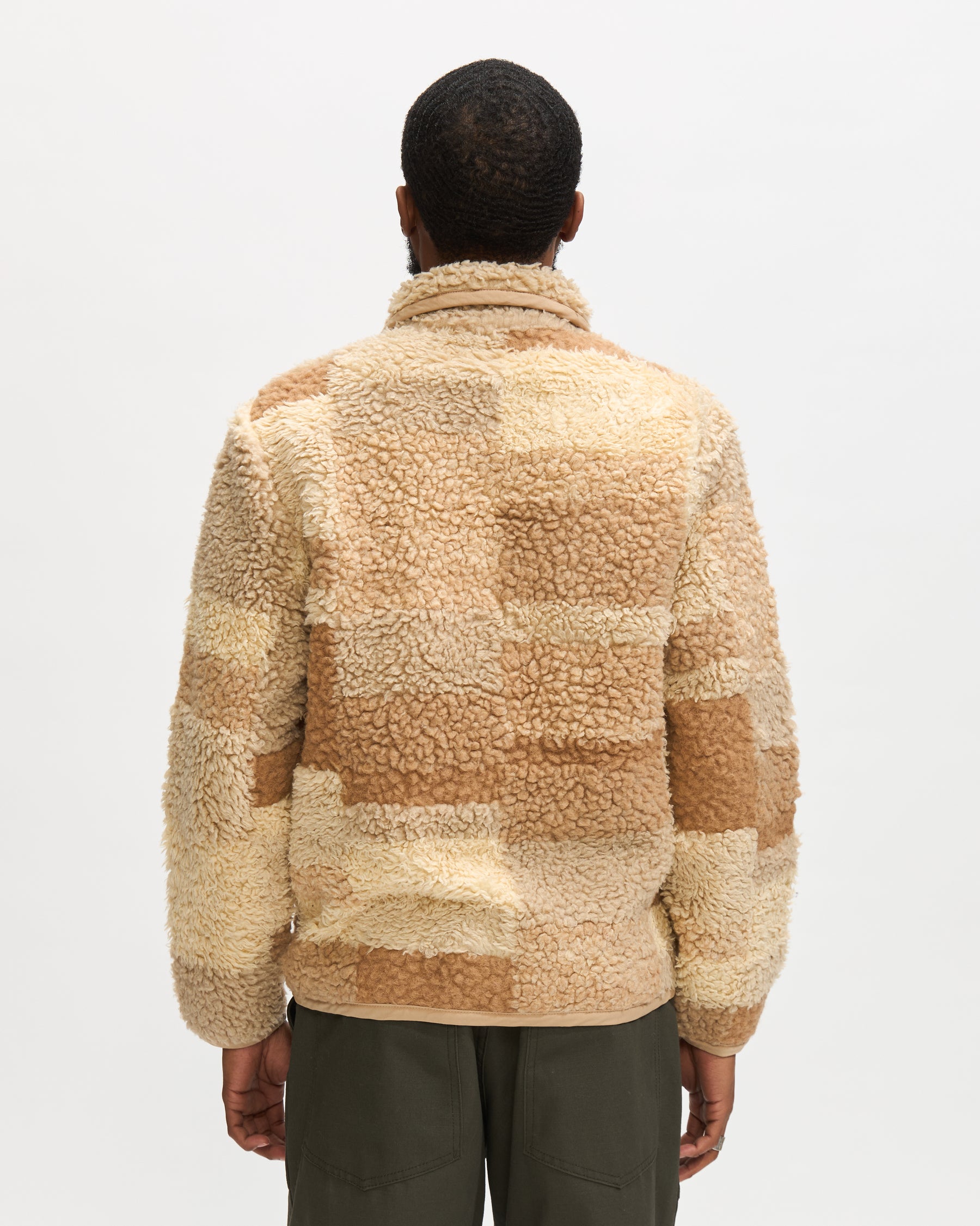 Universal Works Lancaster Jacket in Sand Patchwork Fleece Homme Essentials