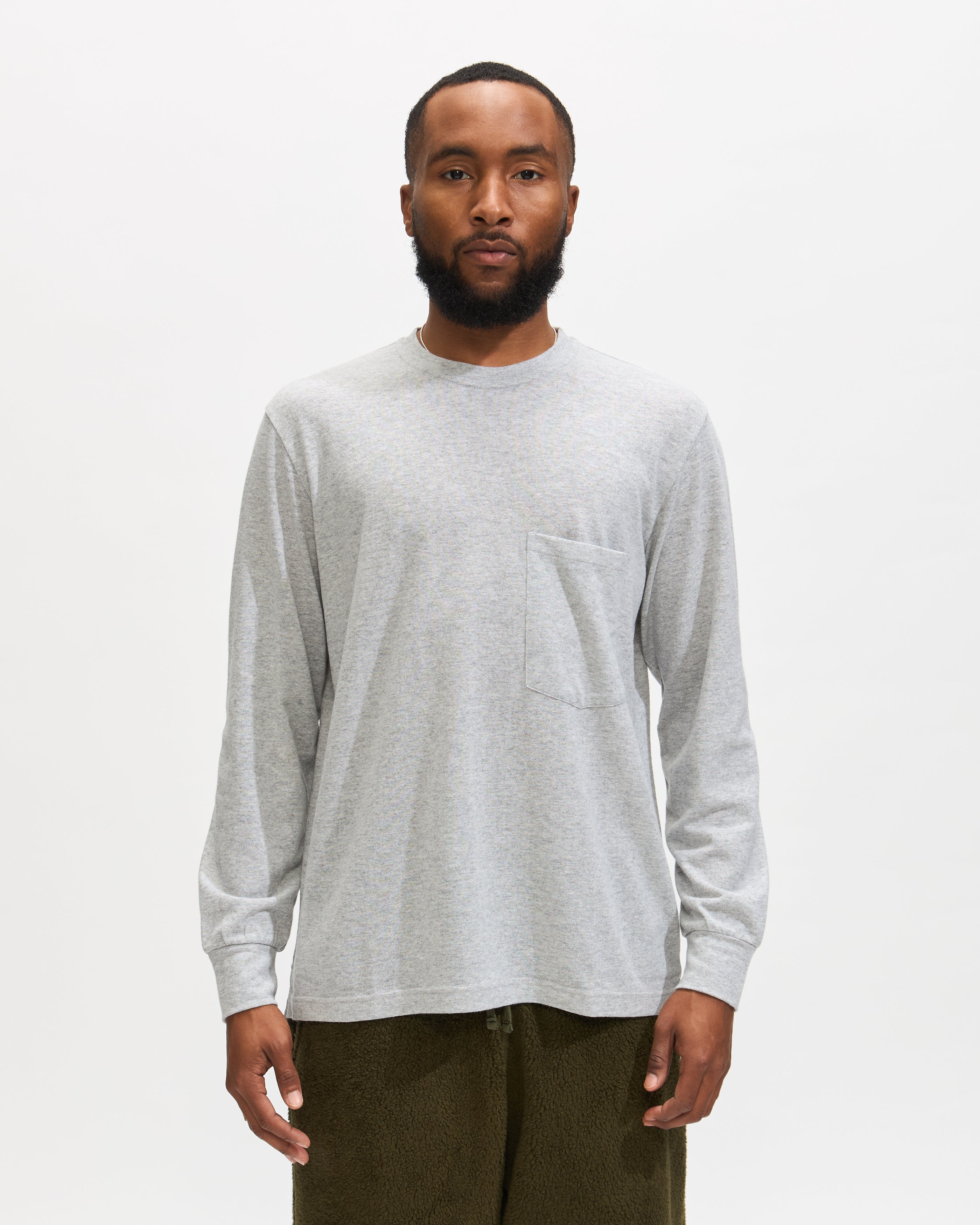 Loose L/S Tee in Grey Marl Recycled Wool Mix