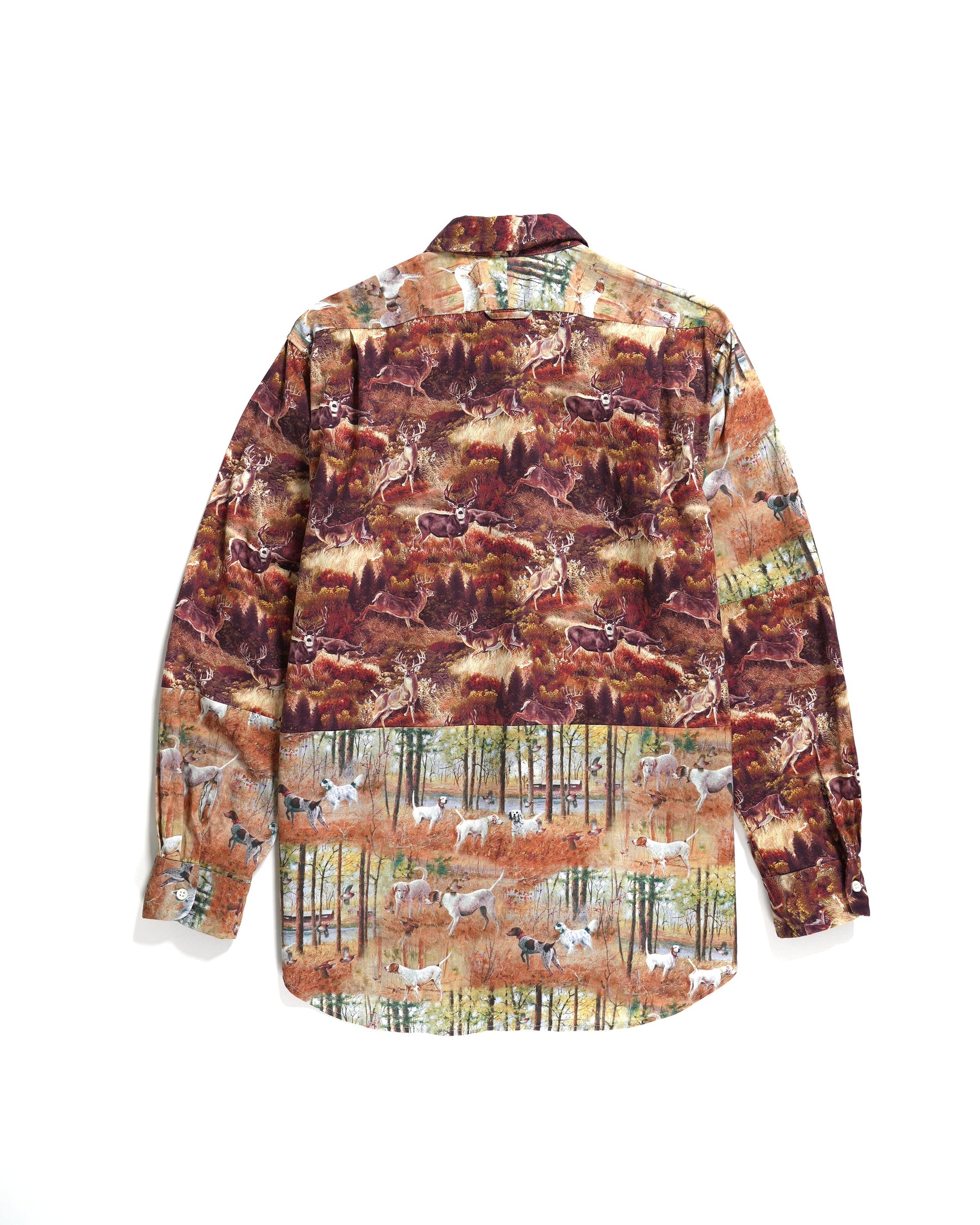 Combo Short Collar Shirt in Brown Deer Print
