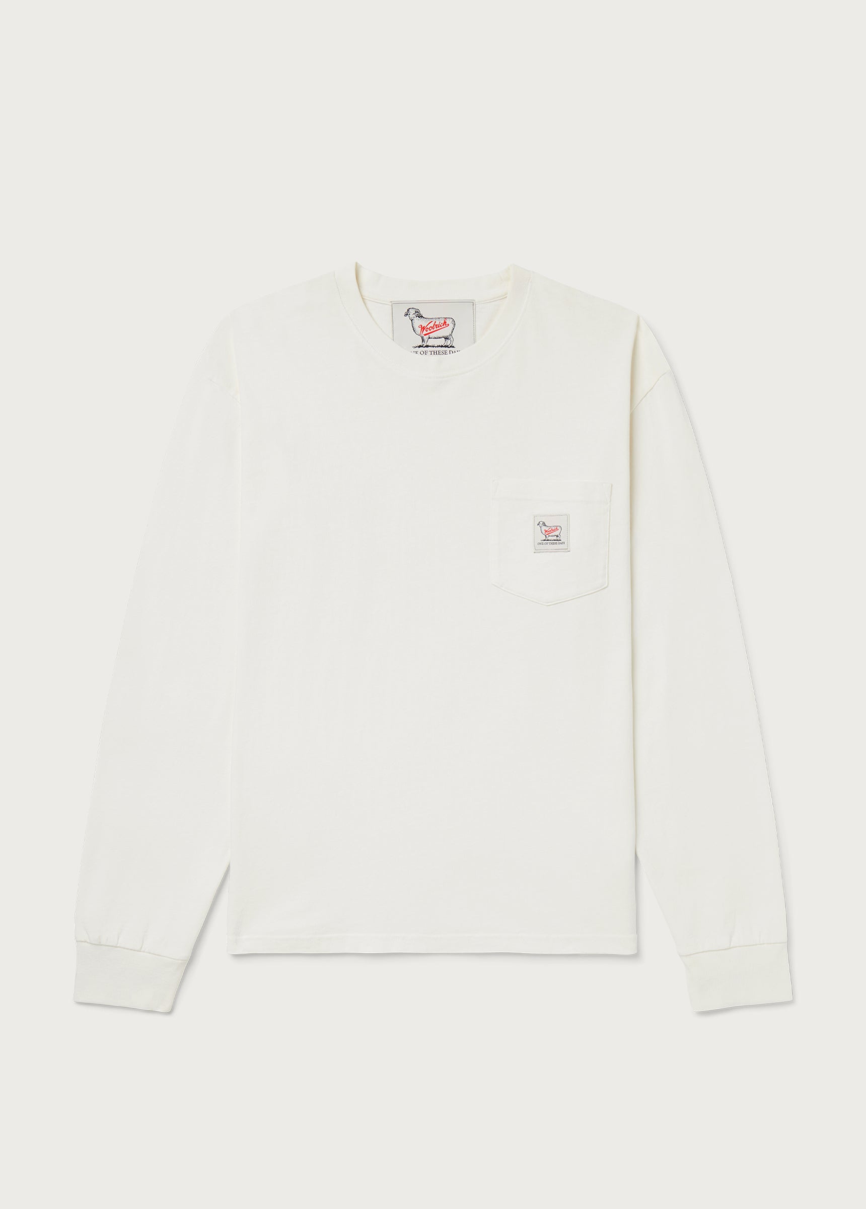 Woolrich Longsleeve Pocket Tee in Washed Bone