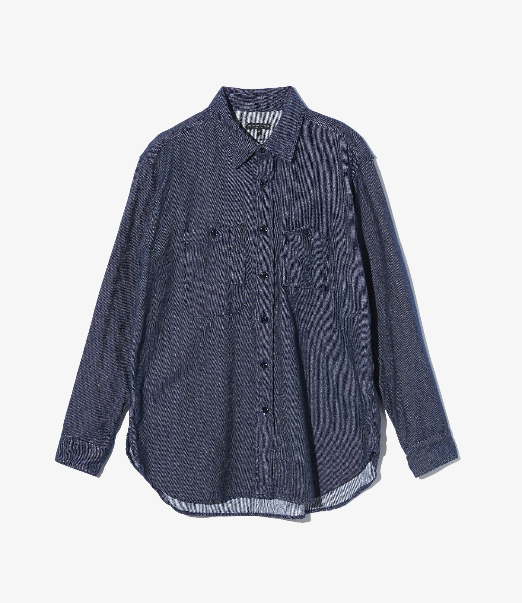 Engineered Garments Workshirt in Indigo Cotton Denim Flannel Engineered Garments Workshirt in Indigo Cotton Denim Flannel