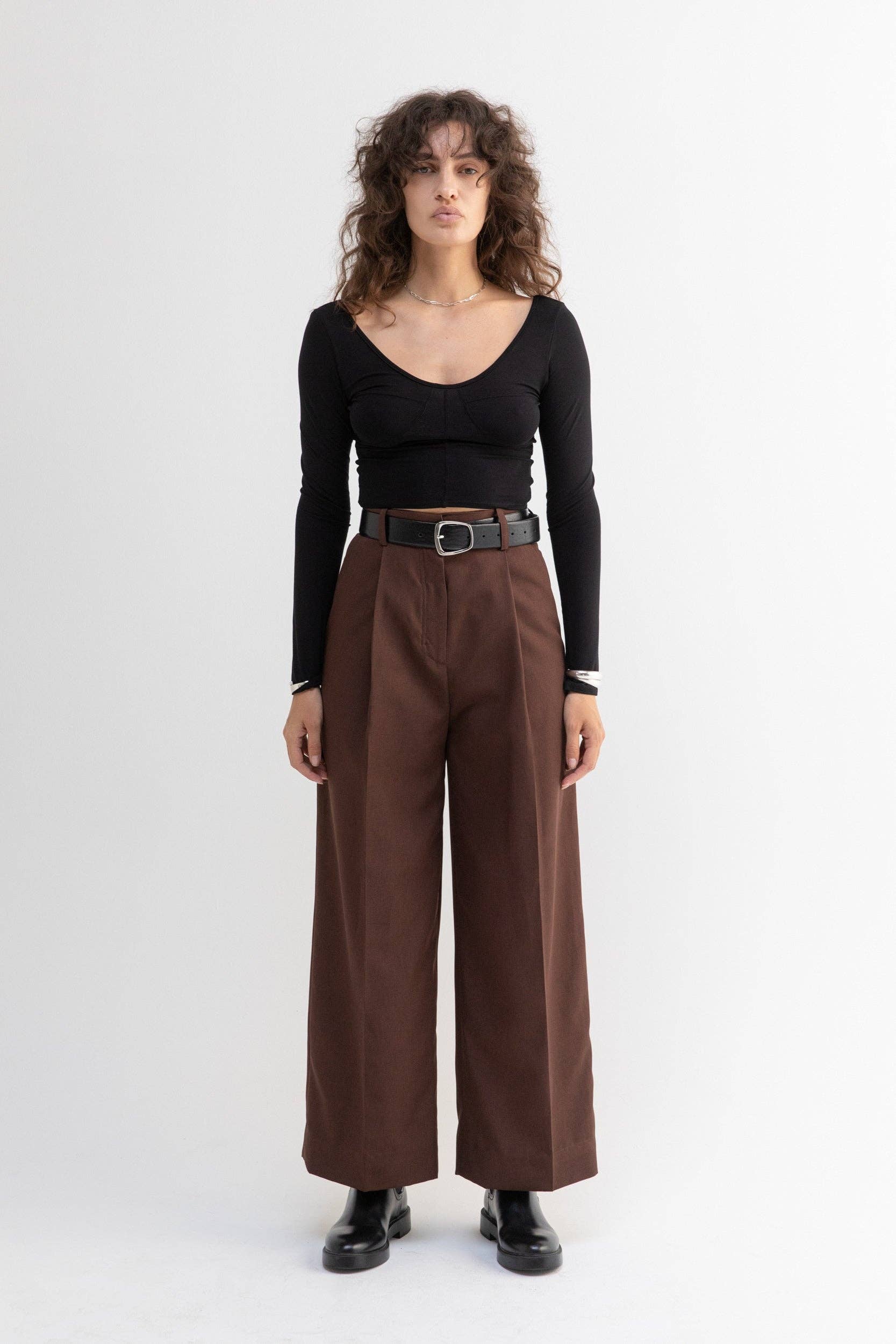 Betty Black Viscose Spandex Women's Knit Top in Black