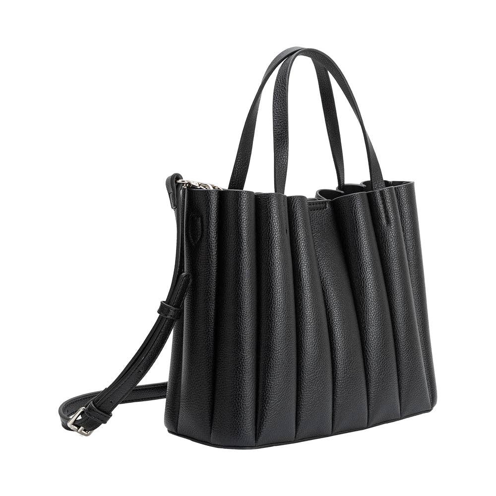 Adela Black Recycled Vegan Leather Tote Bag