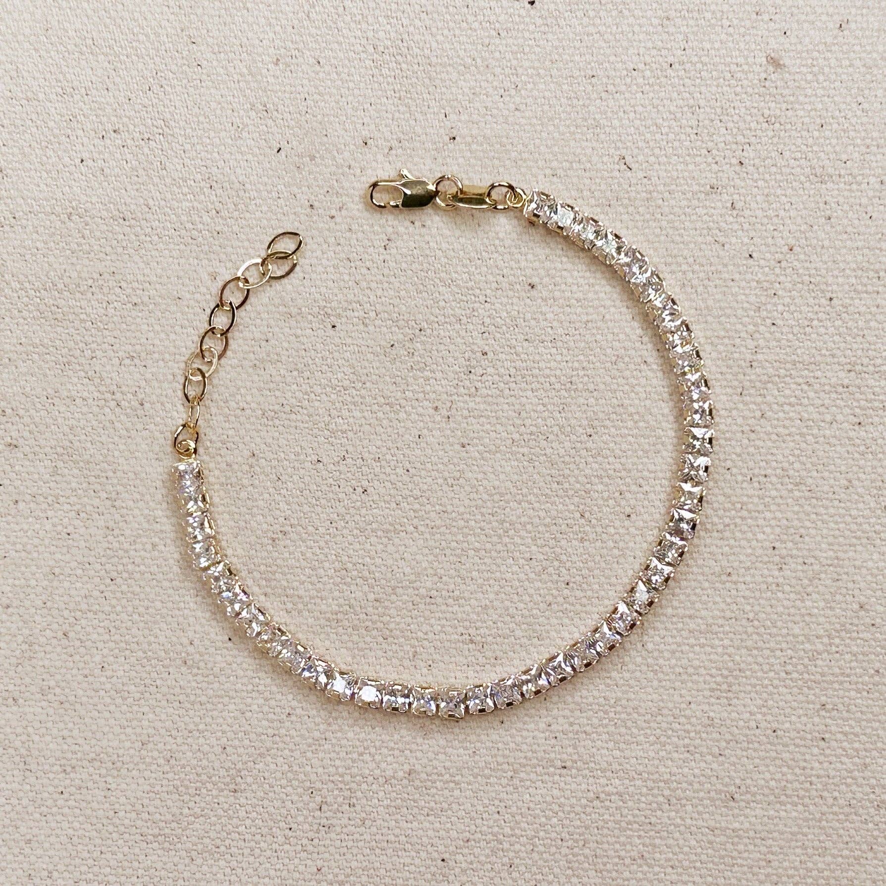 Crystal 3mm Tennis Bracelet in 18k Gold Fill
