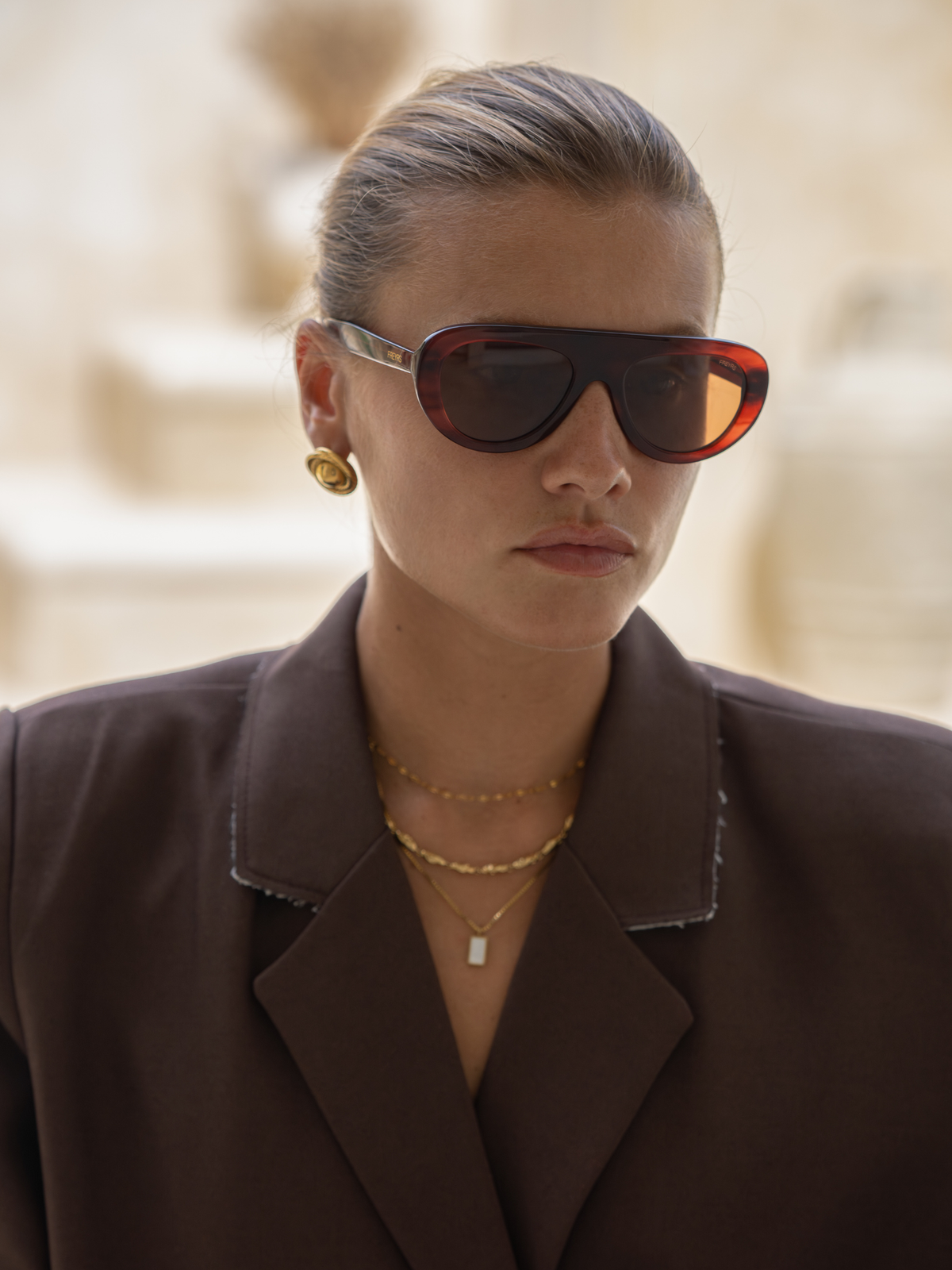 Jetsetter Acetate Aviator Sunglasses in Merlot