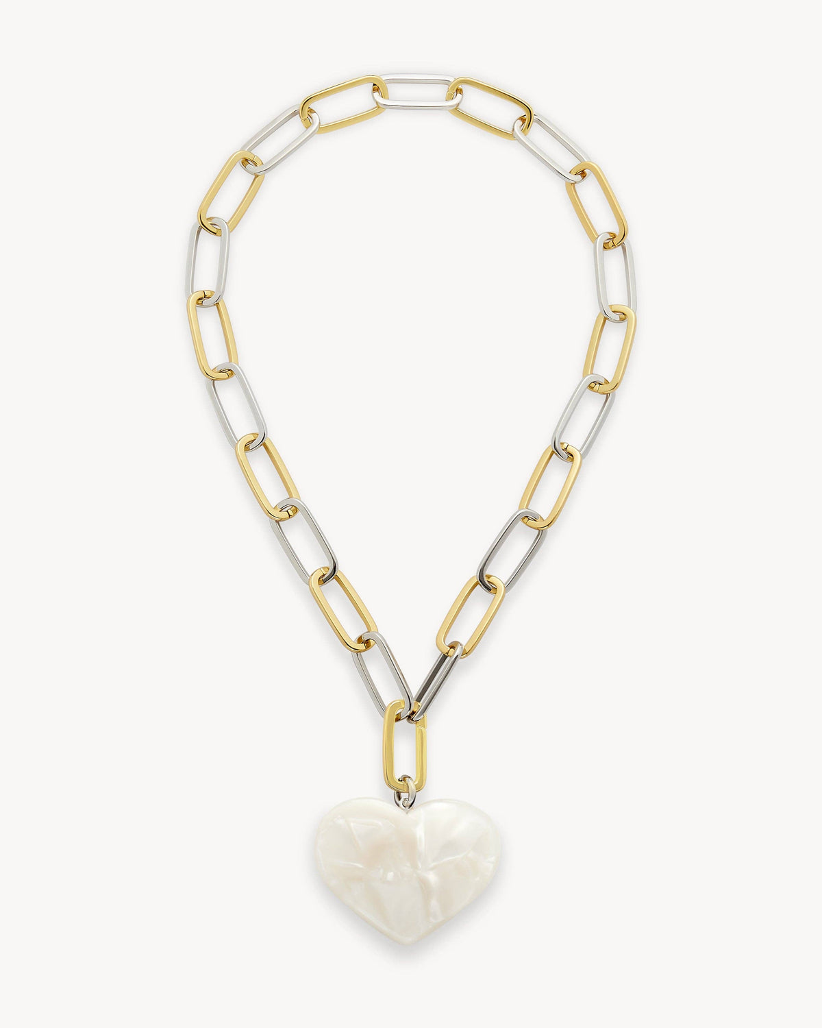 Grande Heart Pendant in White Shell