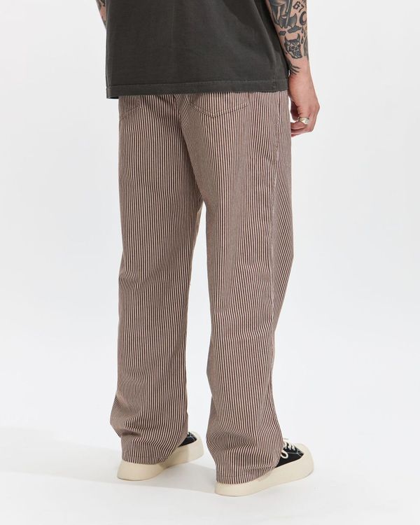 George Stripe Cotton Twill Pant in Dark Earth